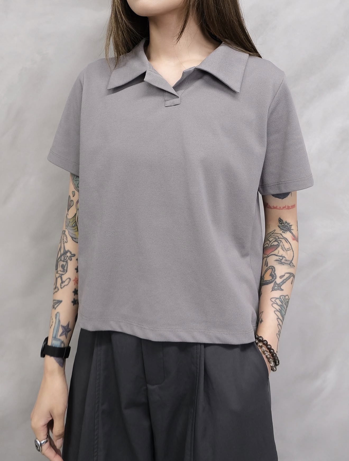 Good quality v-neck polo shirt #top130