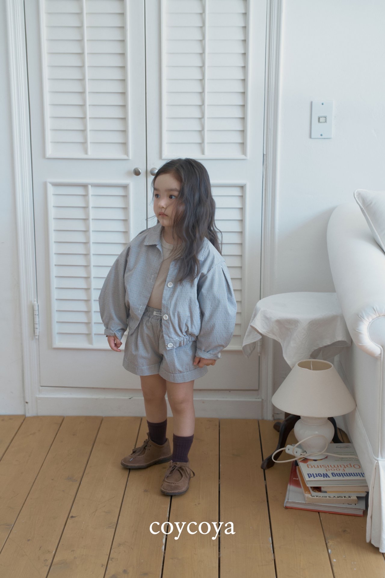 🌸預訂 韓國直送🌸🇰🇷COYCOYA兩色格紋寬鬆翻領襯衫開襟外套