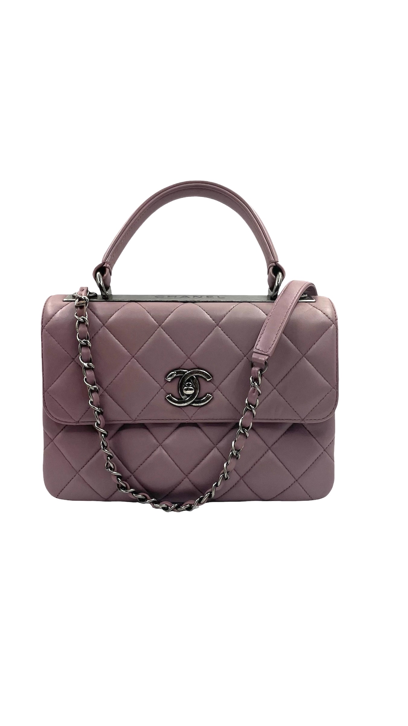 Pre-owned Chanel Lambskin Quilted Trendy CC Dual Handle Flap Bag Purple / Product code: 2490703