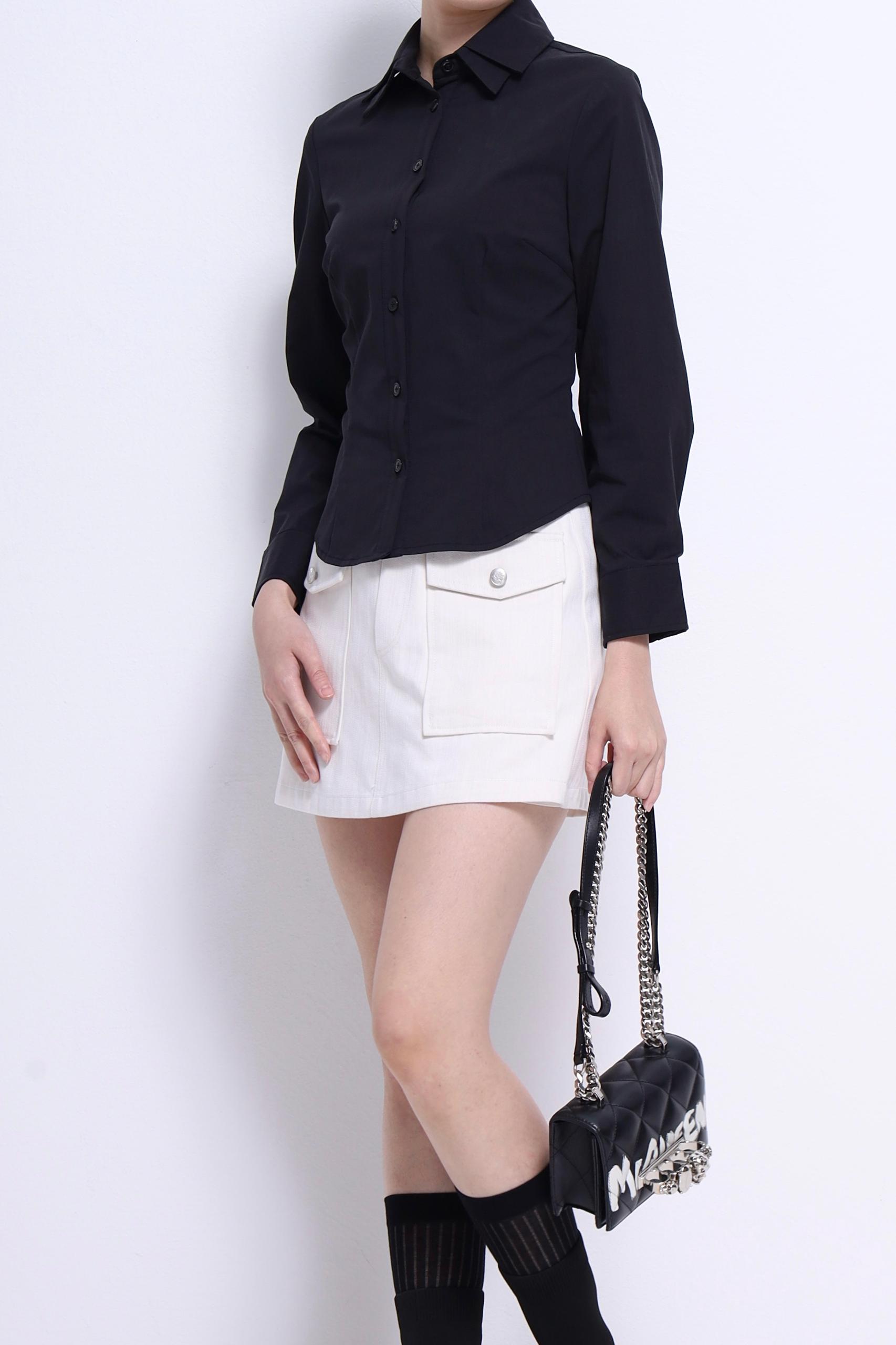 CB2708 DOUBLE LAPEL COLLAR SHIRT BLOUSE