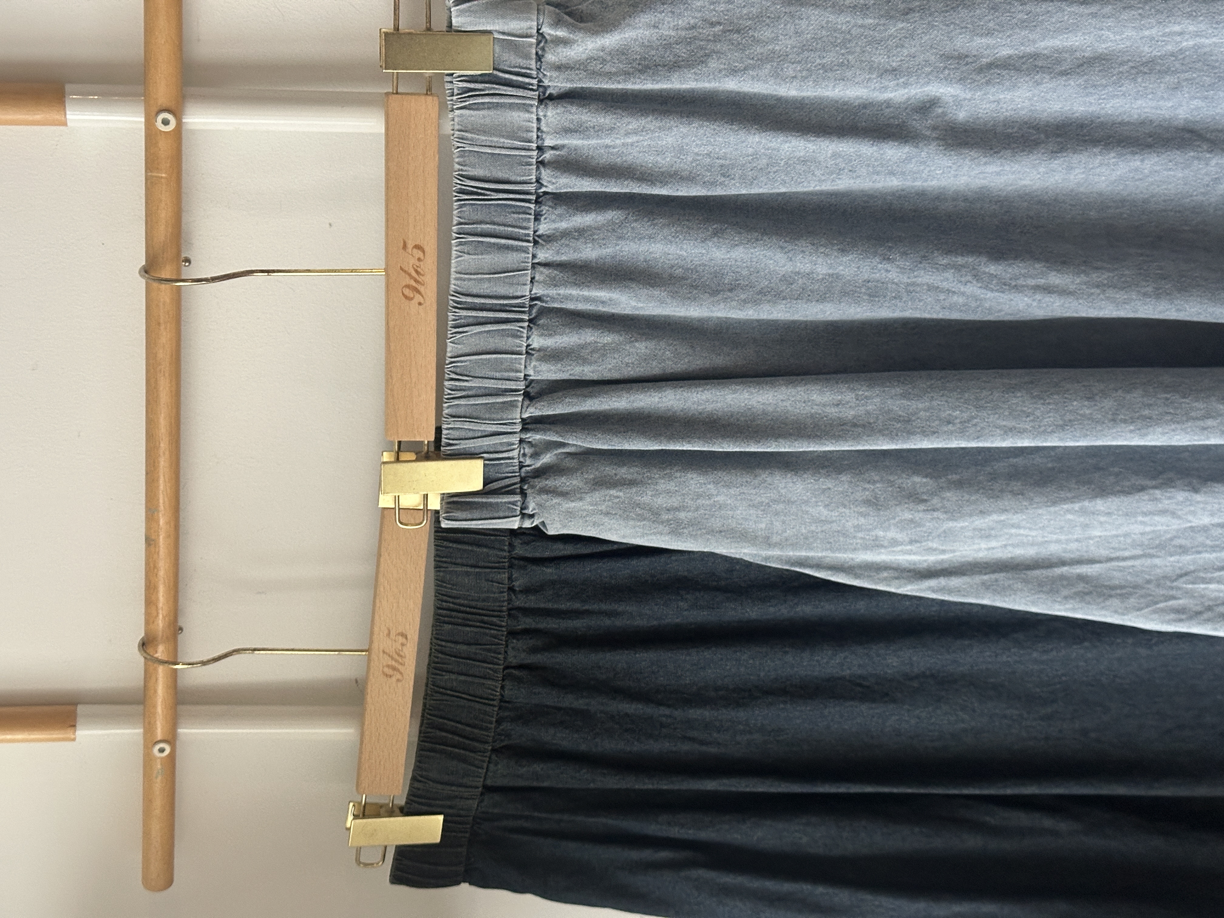 S1937 A Line Denim Skirt - Dark Blue & Light Blue