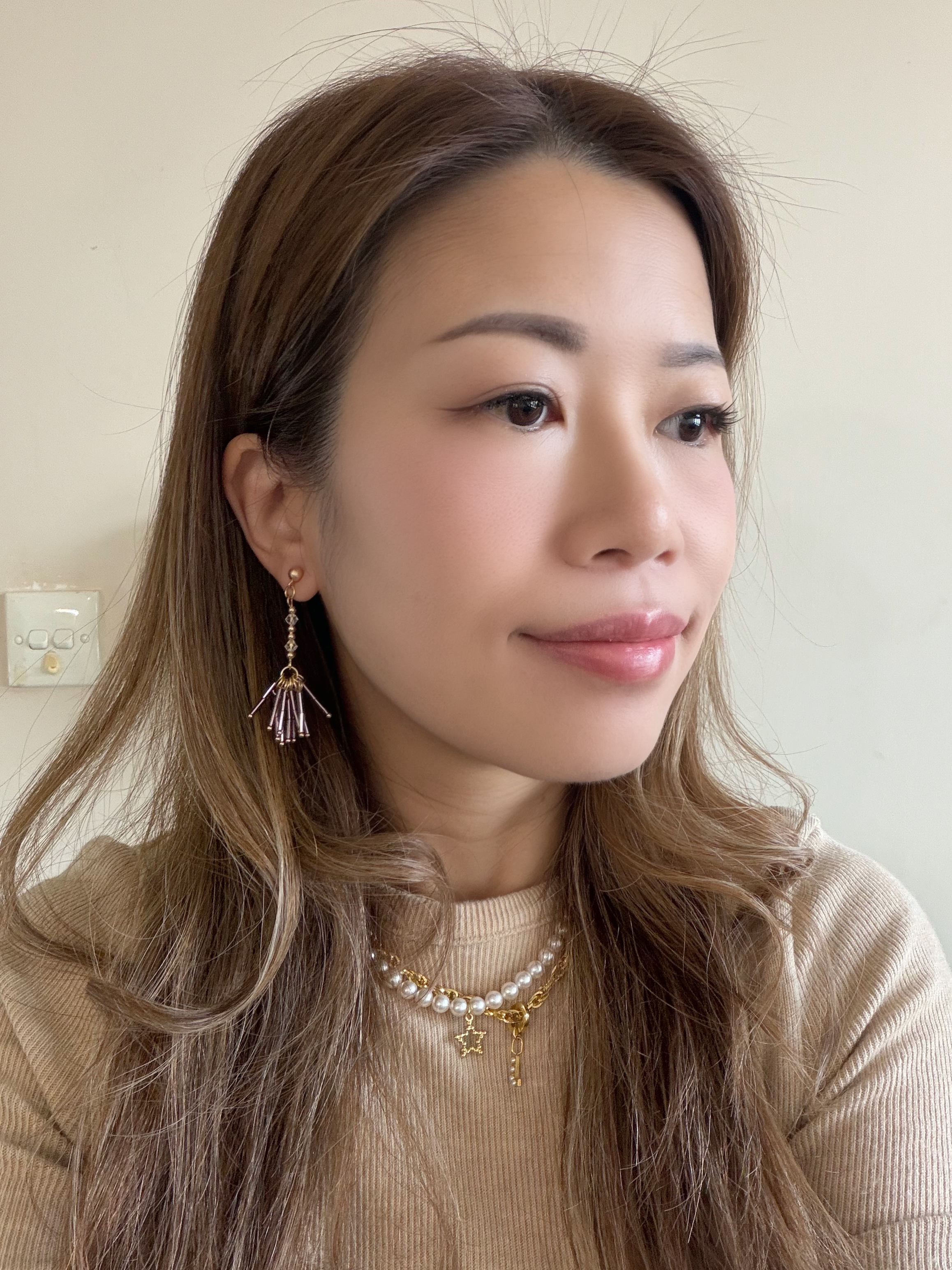 流穗長款耳環/金屬紫色x金色($198)