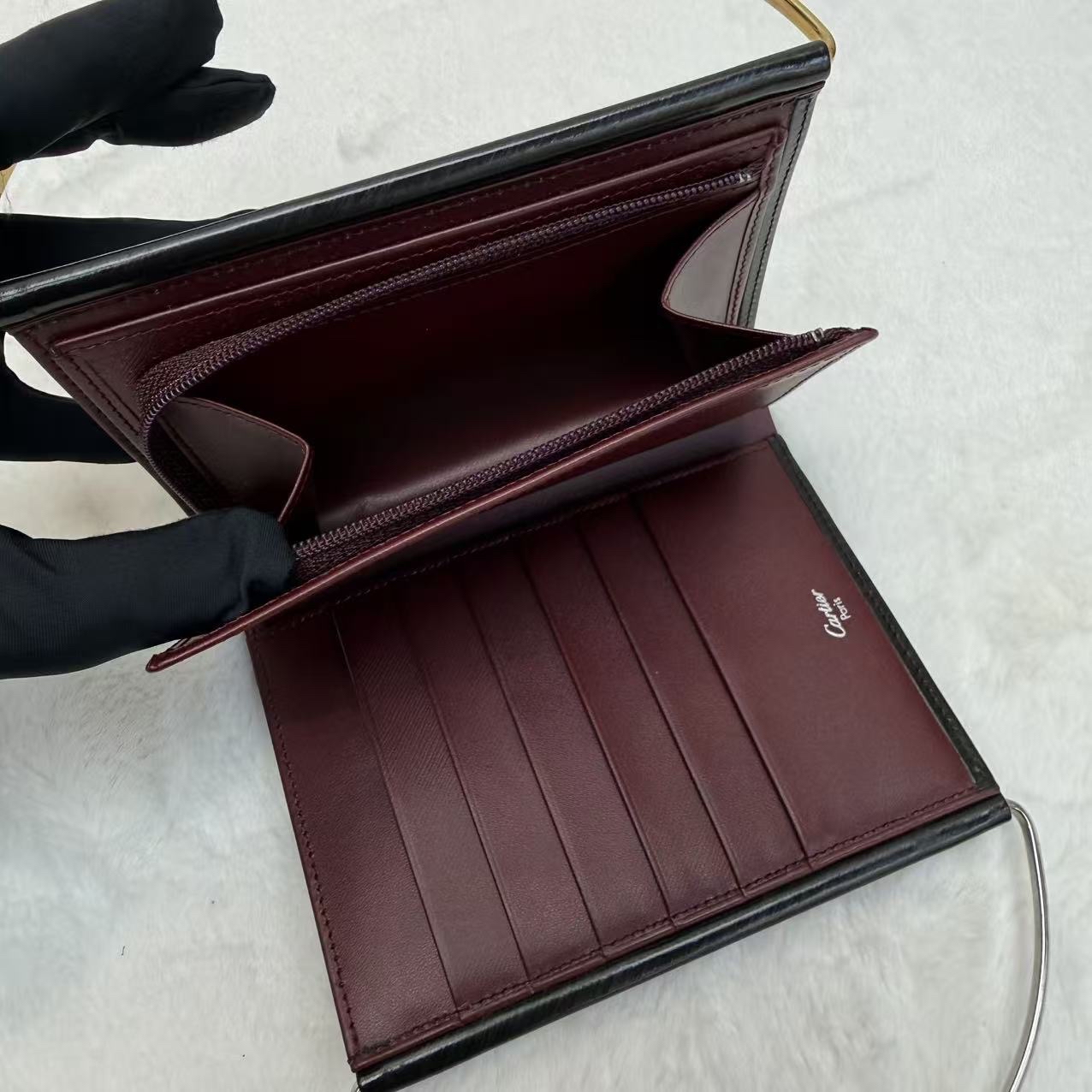 Cartier卡地亞 雙環手提包 黑色 金銀雙環 晚宴包 經典優雅時尚女士晚會聚會手輓包