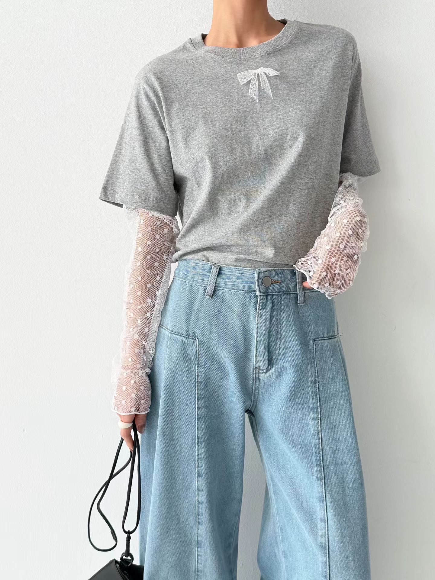 Marie 假2 件拼lace 袖Top