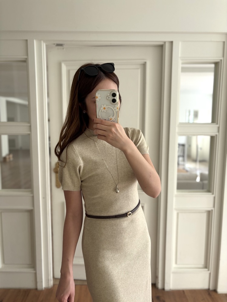 Timeless Belted Knit Dress (Oatmeal)