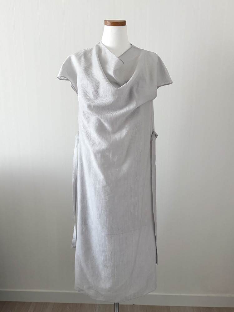 Draped Neck Dress with Inner Slip (Misty Blue)