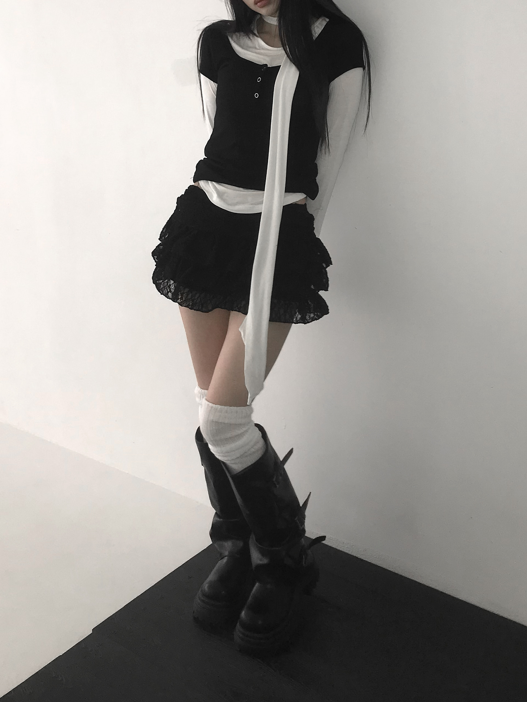 Tiered Ruffled Lace Mini Skirt