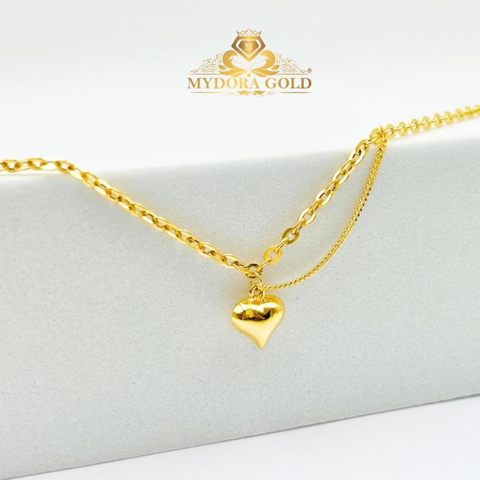 MYDORA Rantai Tangan Sauh Licin Fesyen Gantung Mini Love Licin l EMAS 916/22K