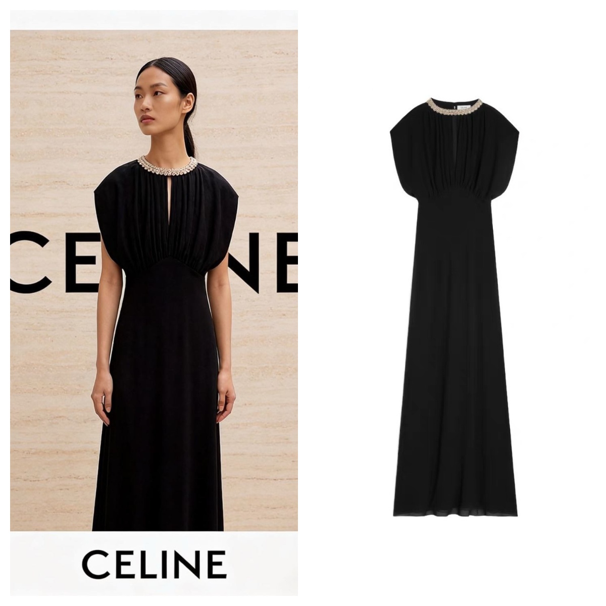 CELINE 長款落肩連身裙