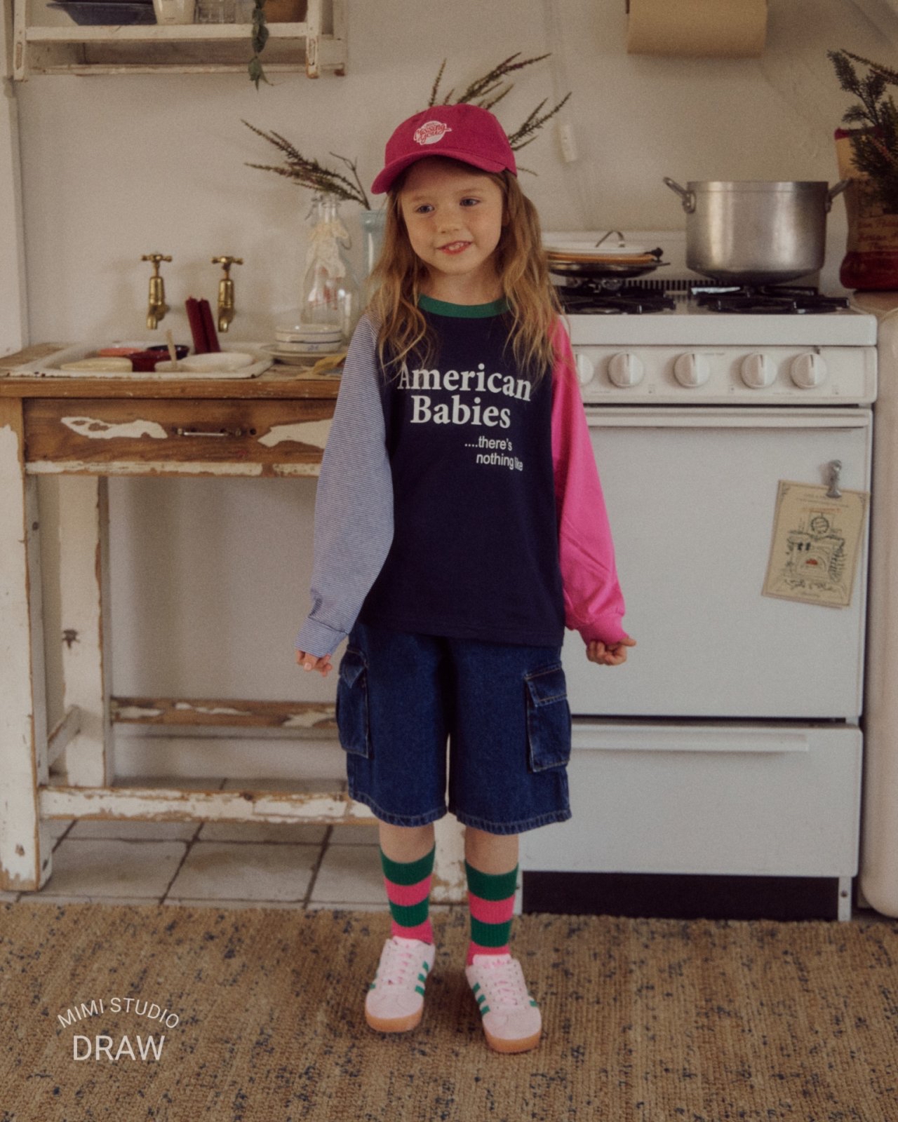 Bymimi | 薄款Patchwork Tee(Navy L105-115)