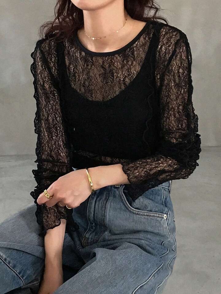 精緻蕾絲長袖上衣