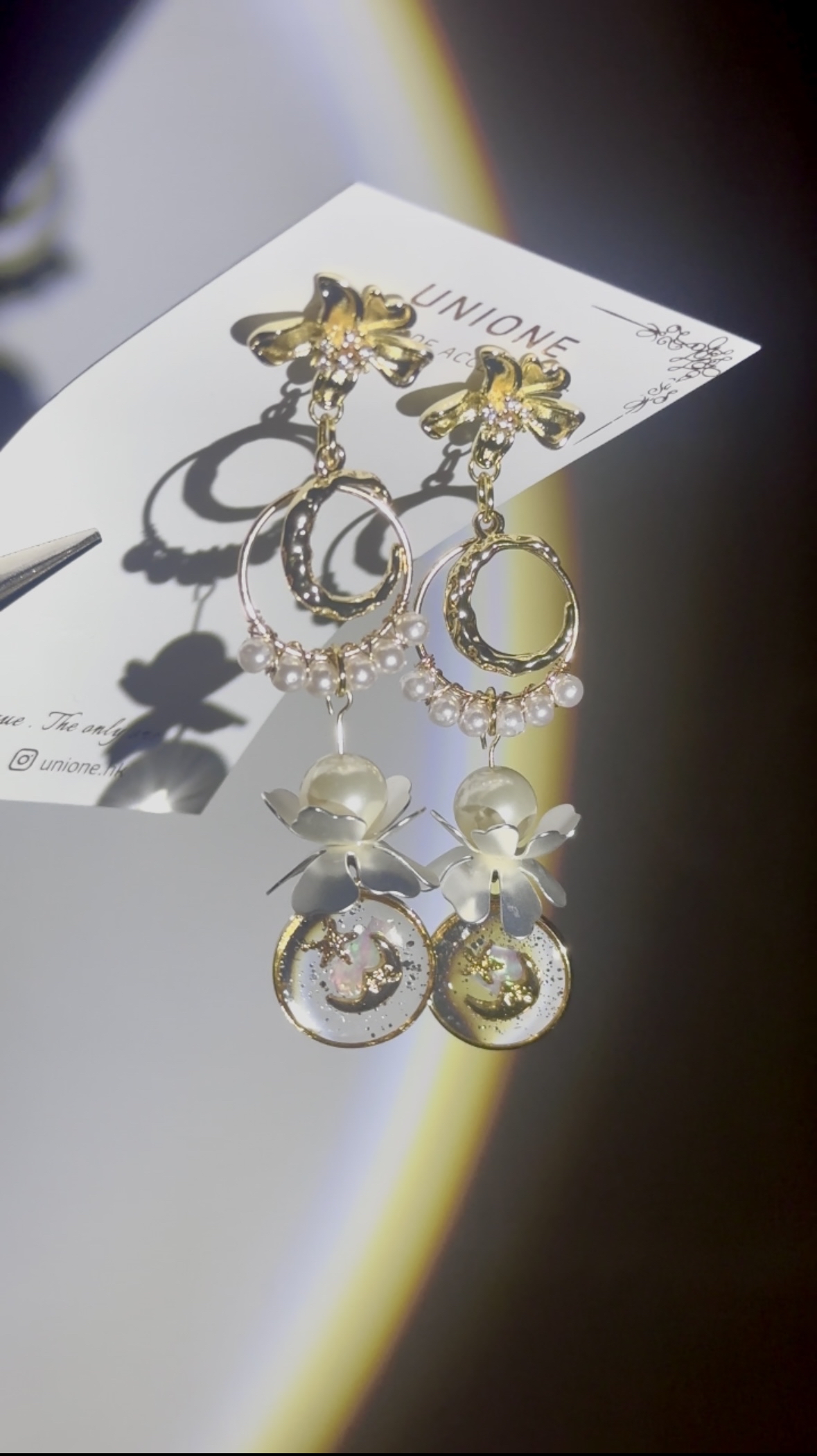 月亮花珍珠耳環🌙