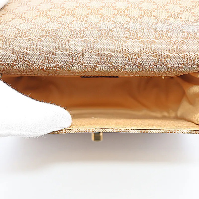 Celine Beige Macadam Padlock Crossbody Bag