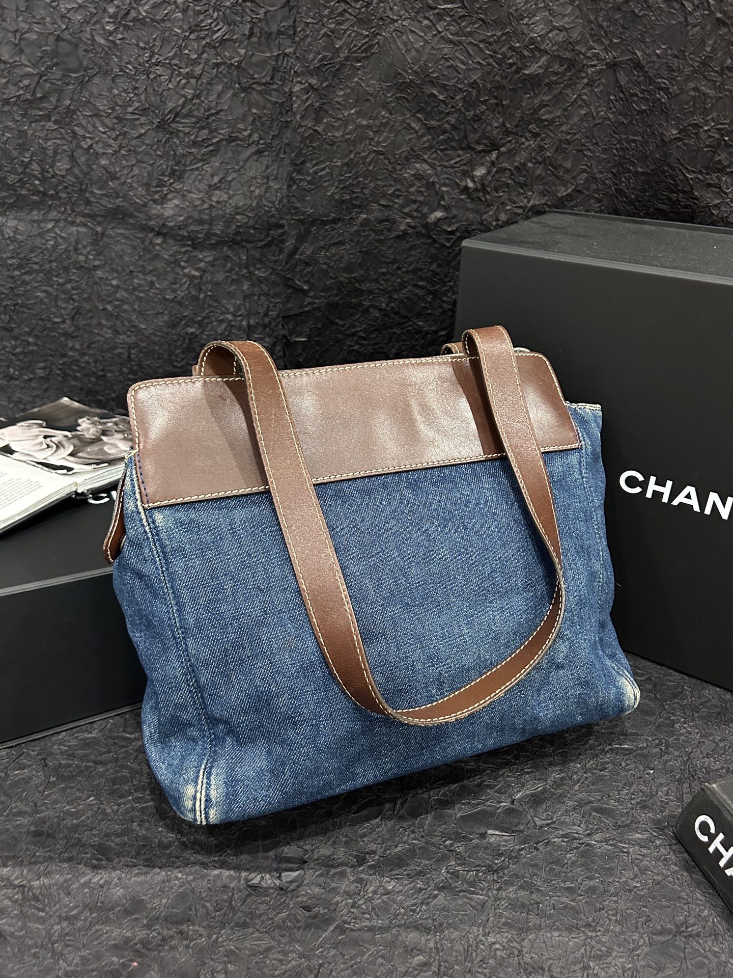 【預訂貨品】Chanel 藍色丹寧牛仔拼皮tote