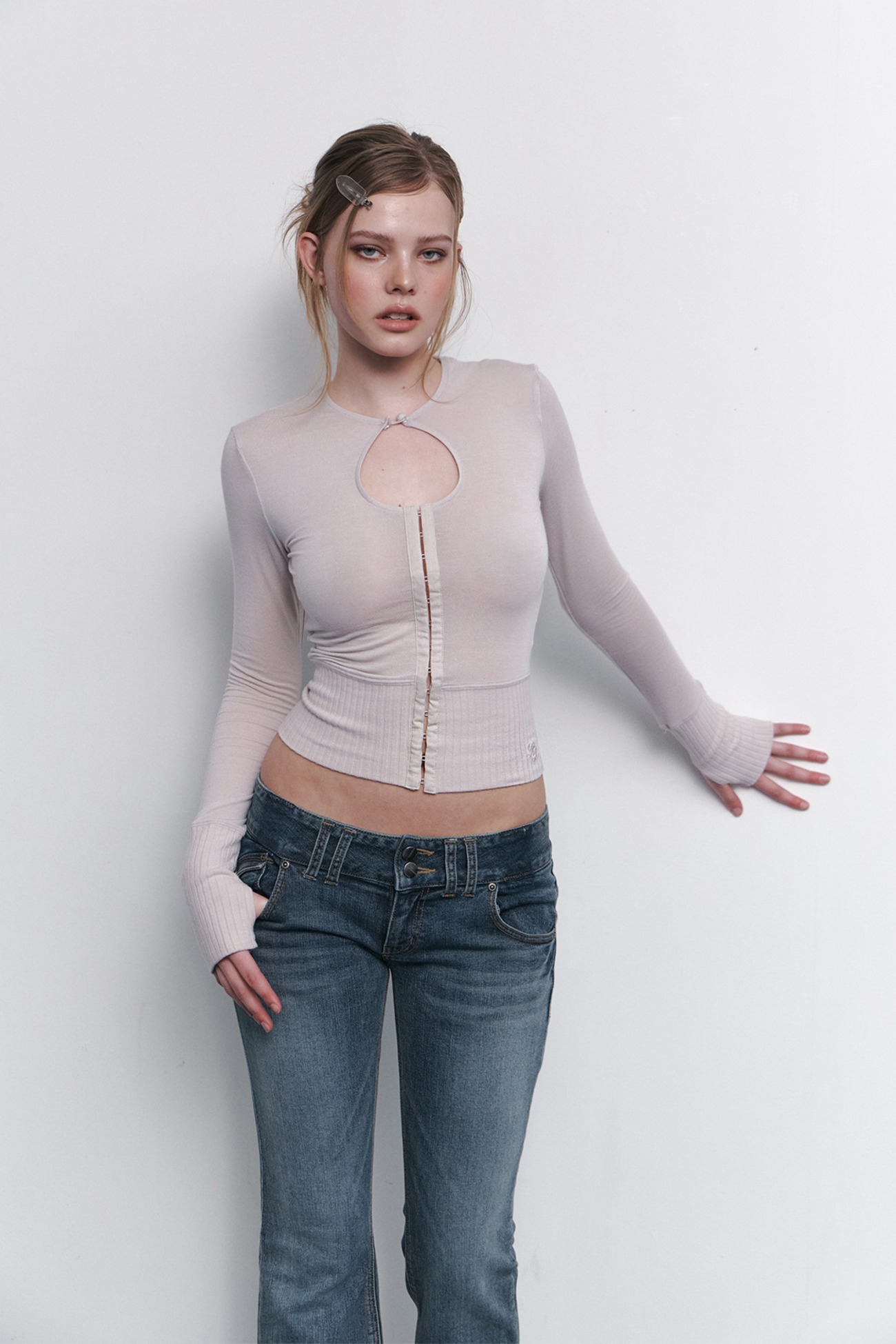 pleaseNOFOLLOW - Ollie Hooked Cardigan (Pale Pink)