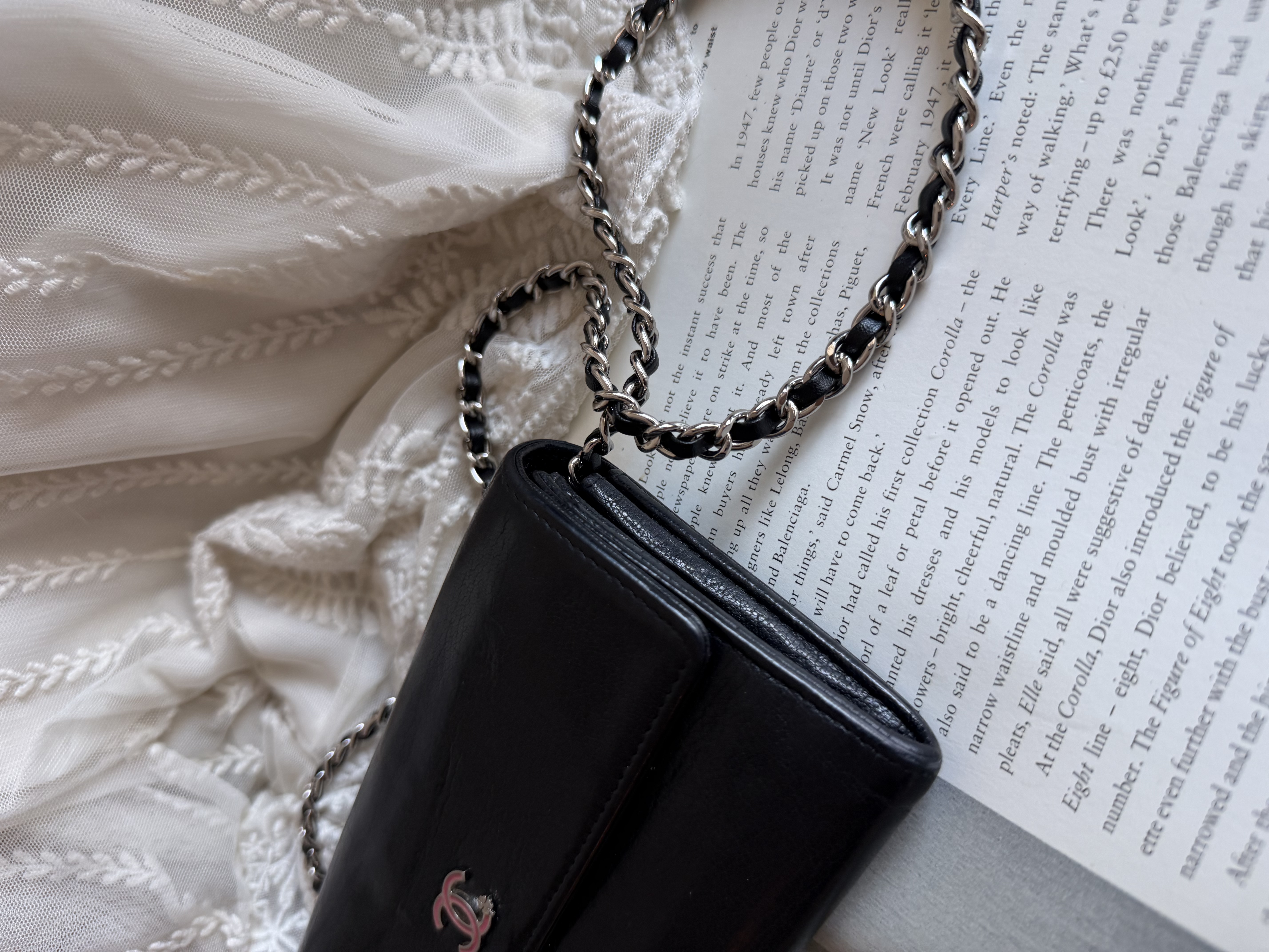 Chanel black leather wallet 