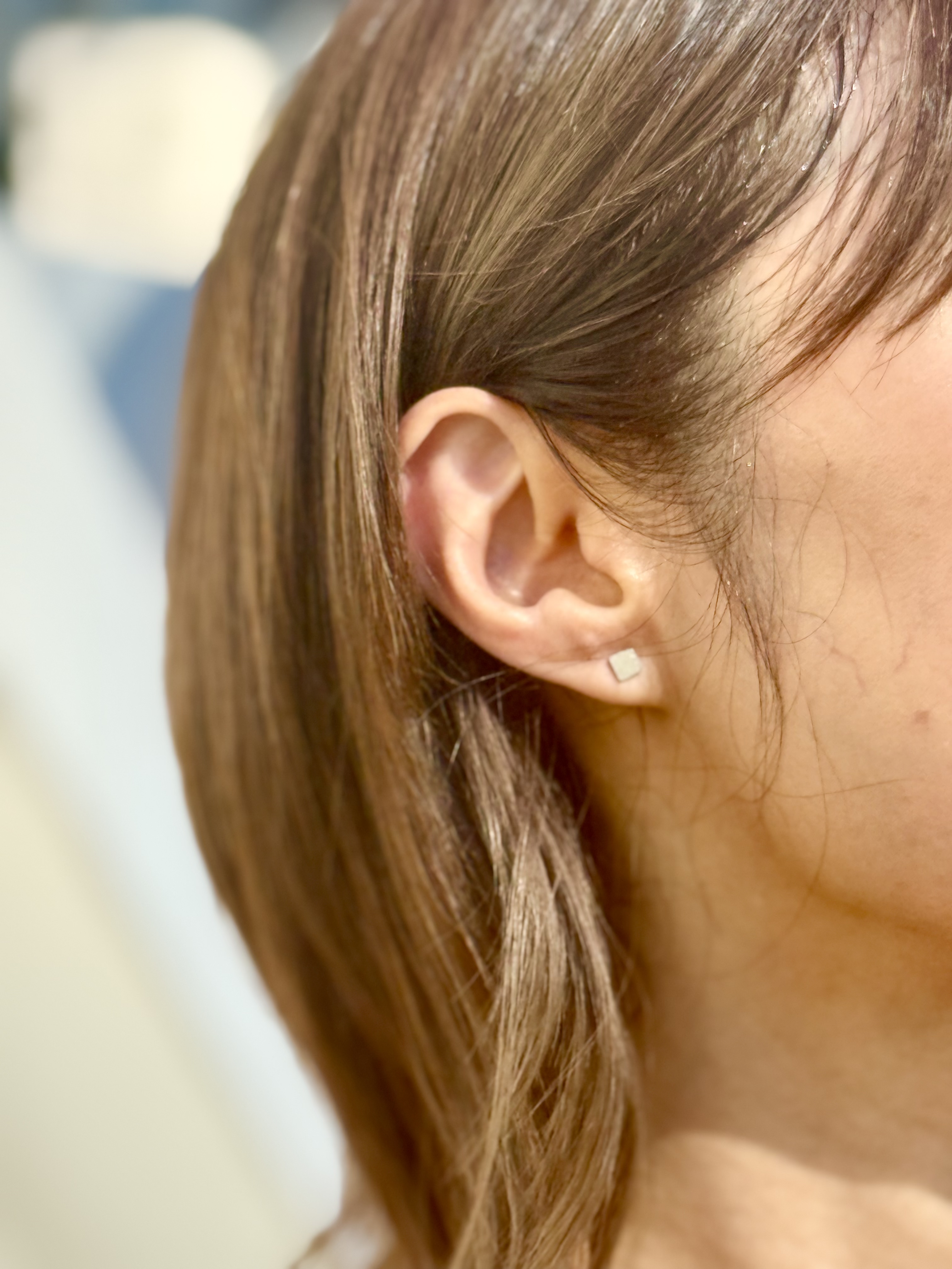 Sliver square stainless earring