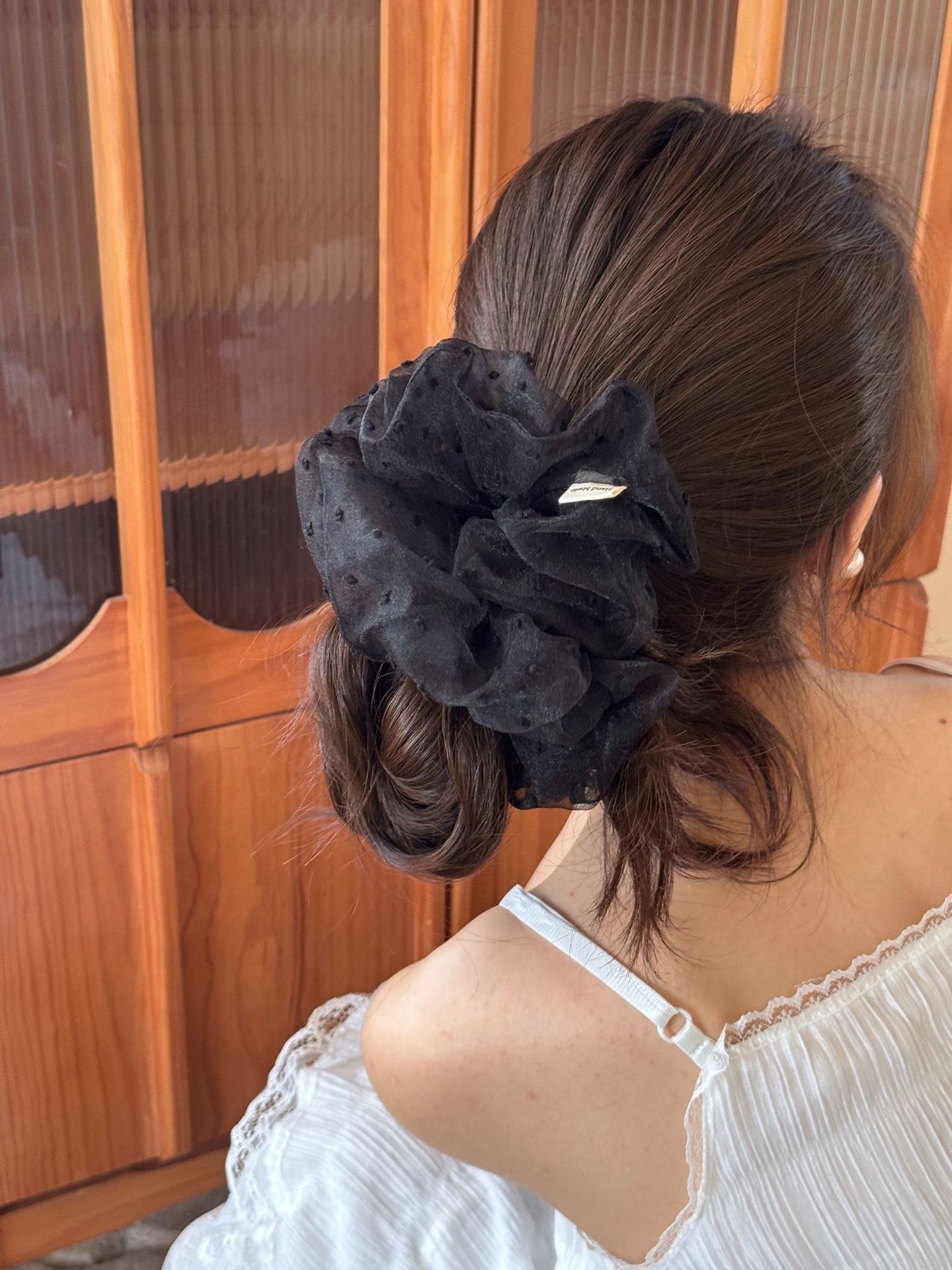复古刺绣点点网纱大肠发圈｜Vintage Embroidered Tulle Scrunchie
