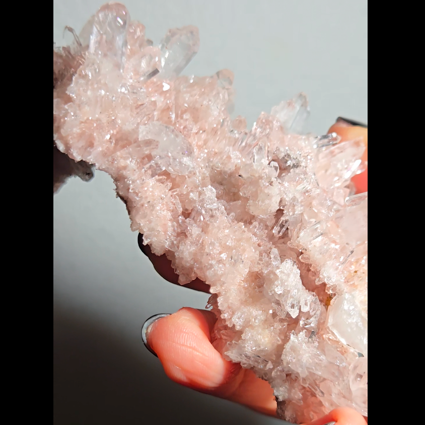 Extra pink pink Lemurian cluster with crystals on both sides - LQ194
