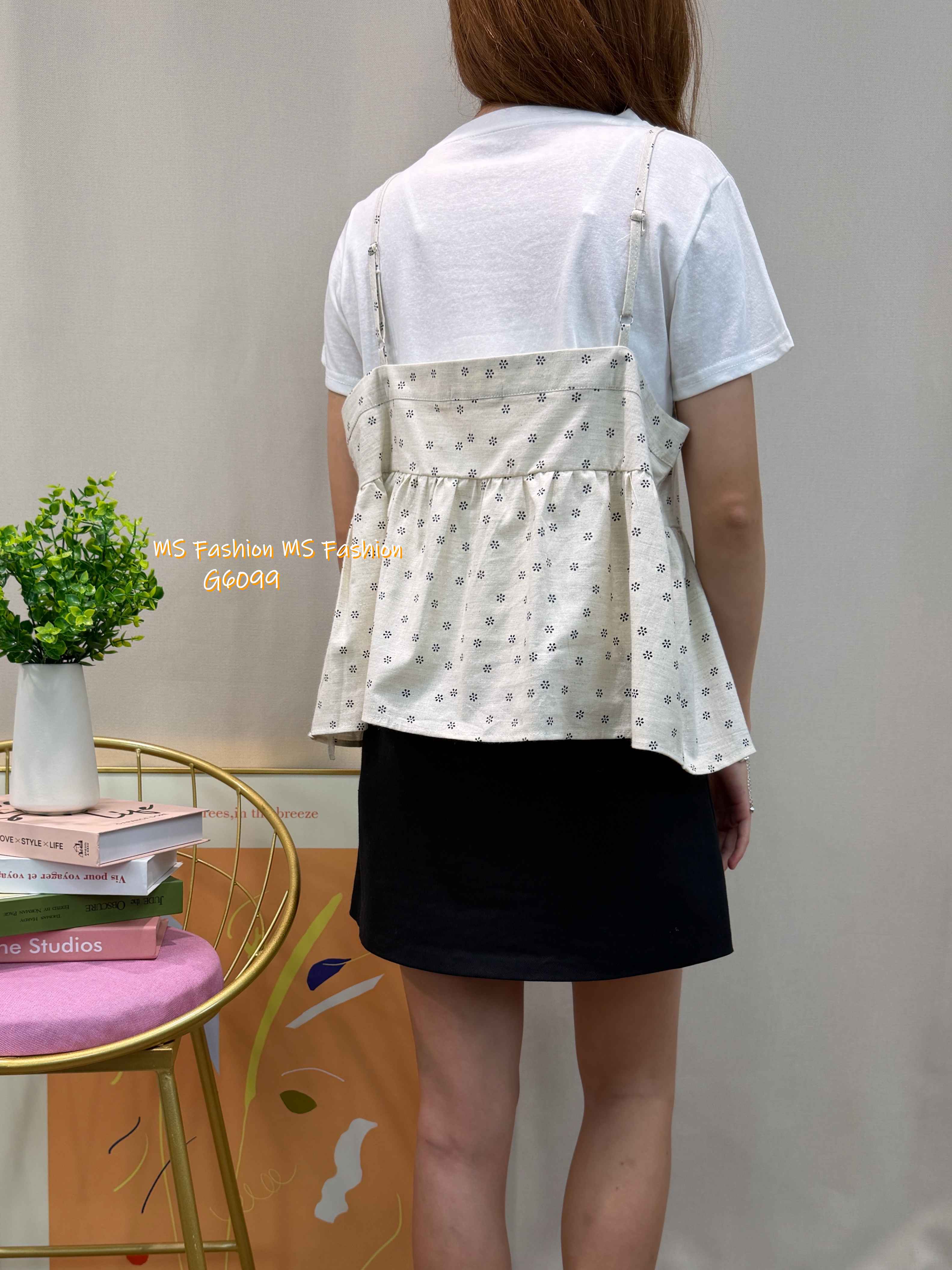 G6099 韓國🇰🇷吊帶背心+tee set