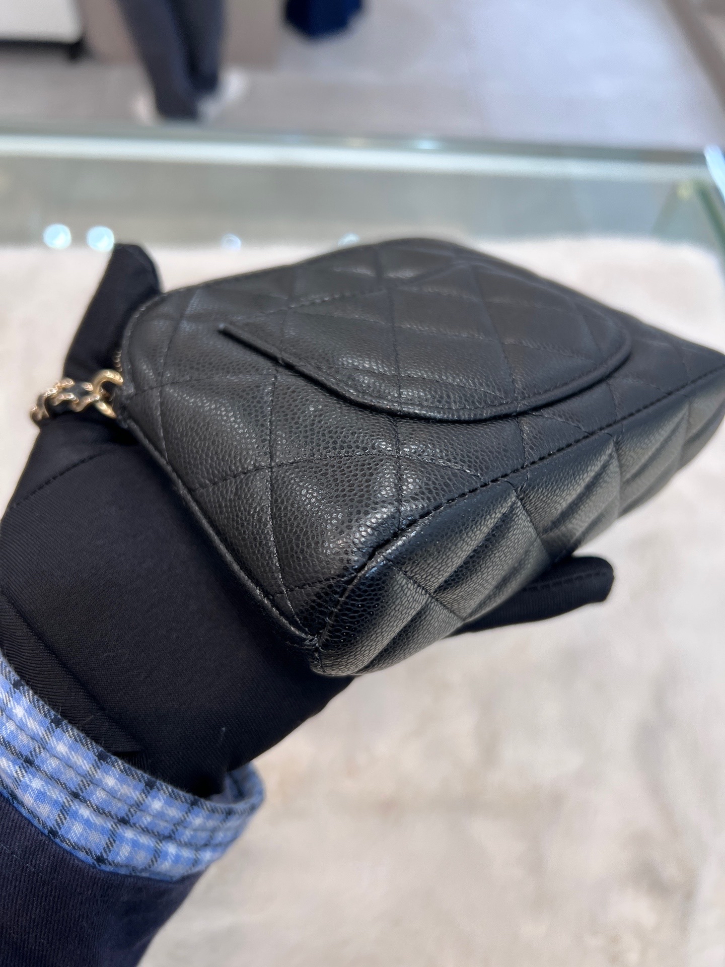 【預訂貨品】Full set👜芯片款 Chanel黑金荔枝牛皮mini貝殼包 