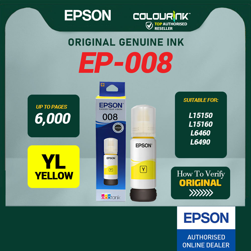 Epson Original Genuine 008 Pigment Ink Tank T06G100 T06G200 T06G300 T06G400 L15150 L6550 L6460 L6490 L15160 L15180