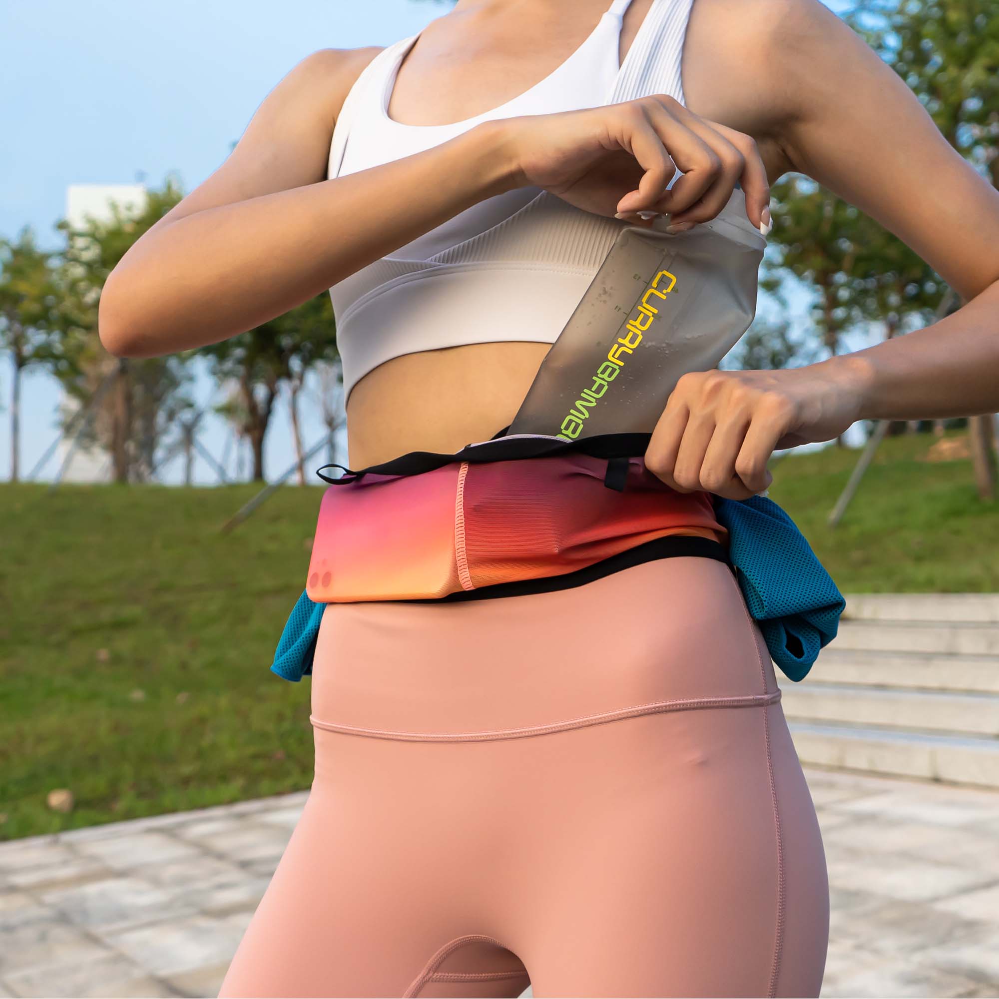 "SUNRISE"網質彈性超透氣貼身跑步腰帶腰包