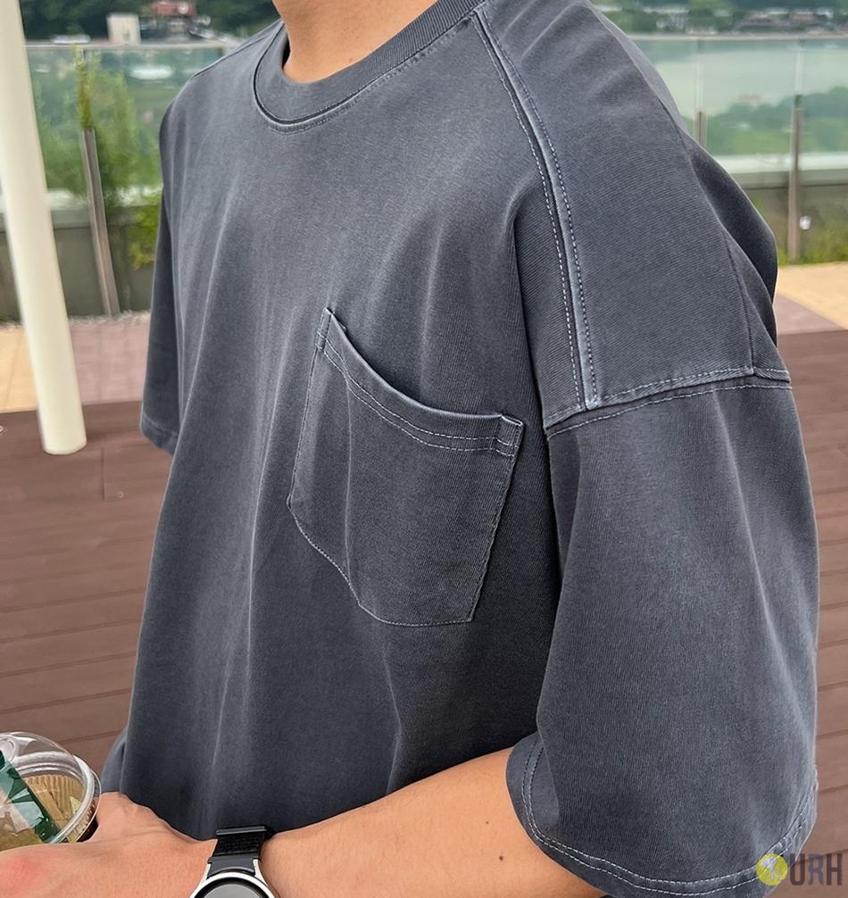 【100%保證韓國直送】Supima Pigment Washing 復古水洗口袋寬鬆短袖Tee 👕 [4 color] RG165944