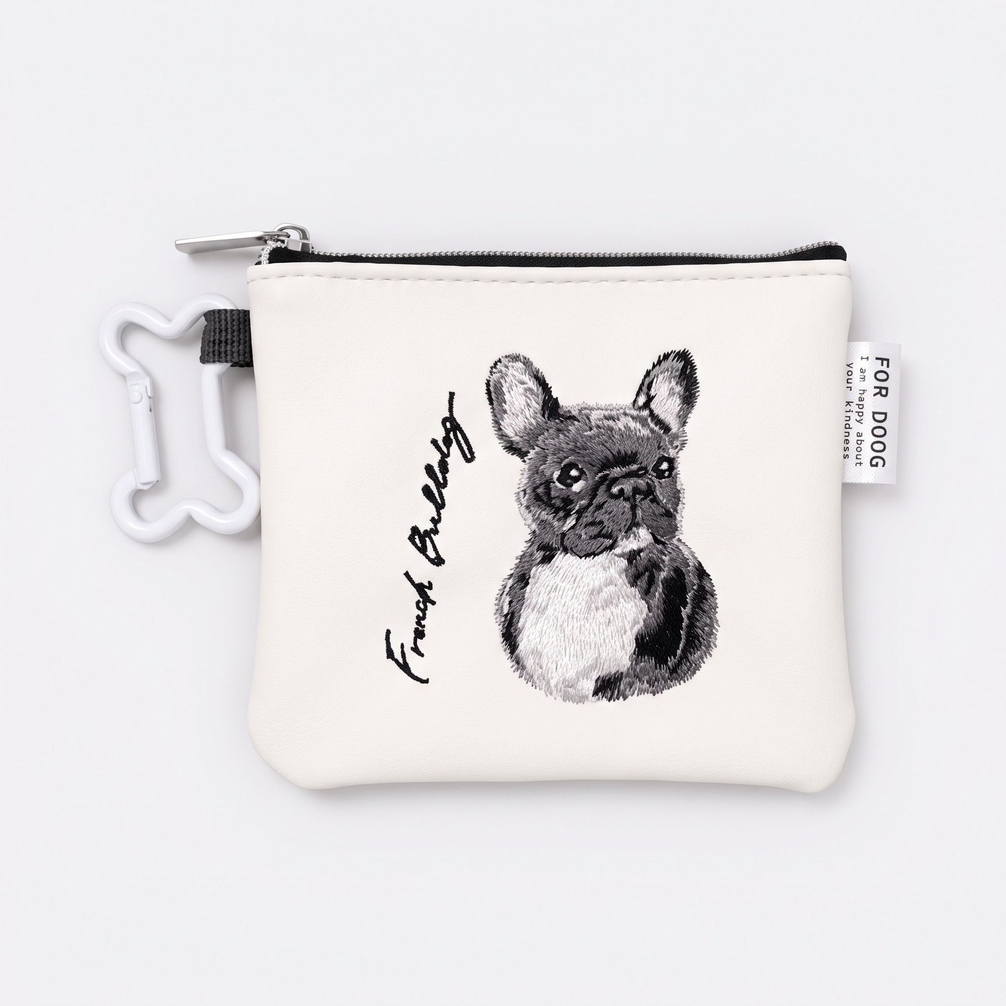 DOG CHARITY - 刺繡零錢包 (黑色法國鬥牛犬款)