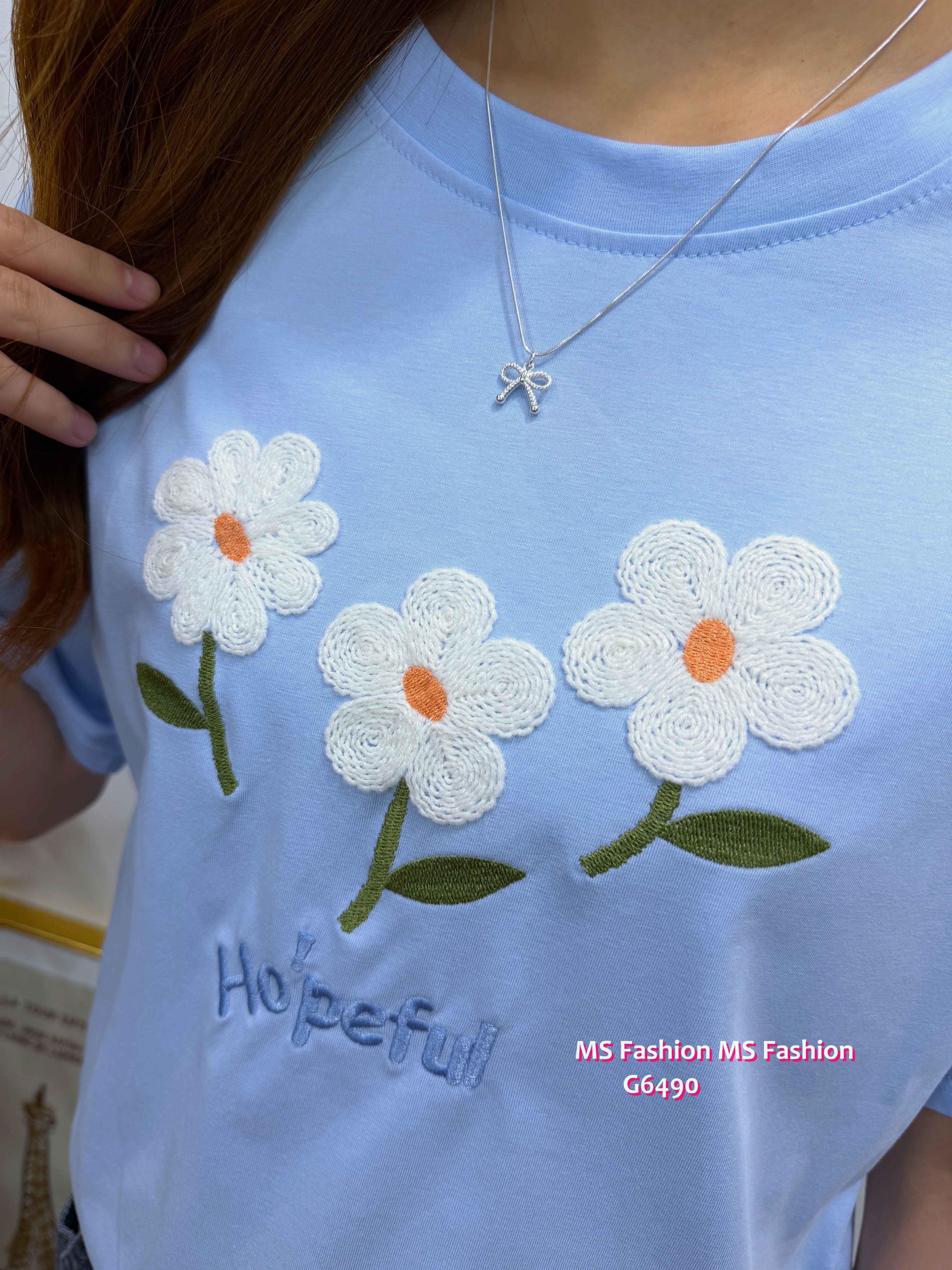 G6490 刺繡小花top