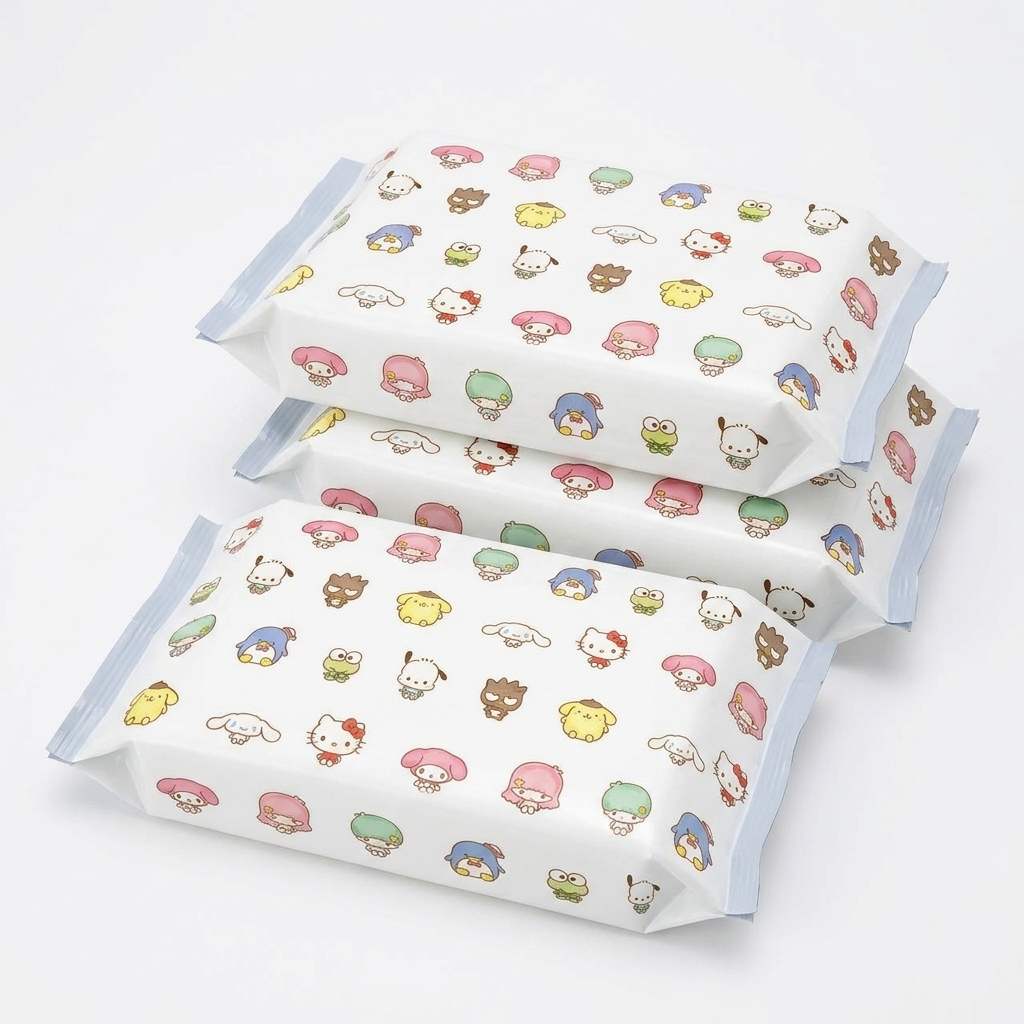 LEC Sanrio Pure Water 99% Baby Wipes, Soft Sheets, 80 Sheets x 3 Packs