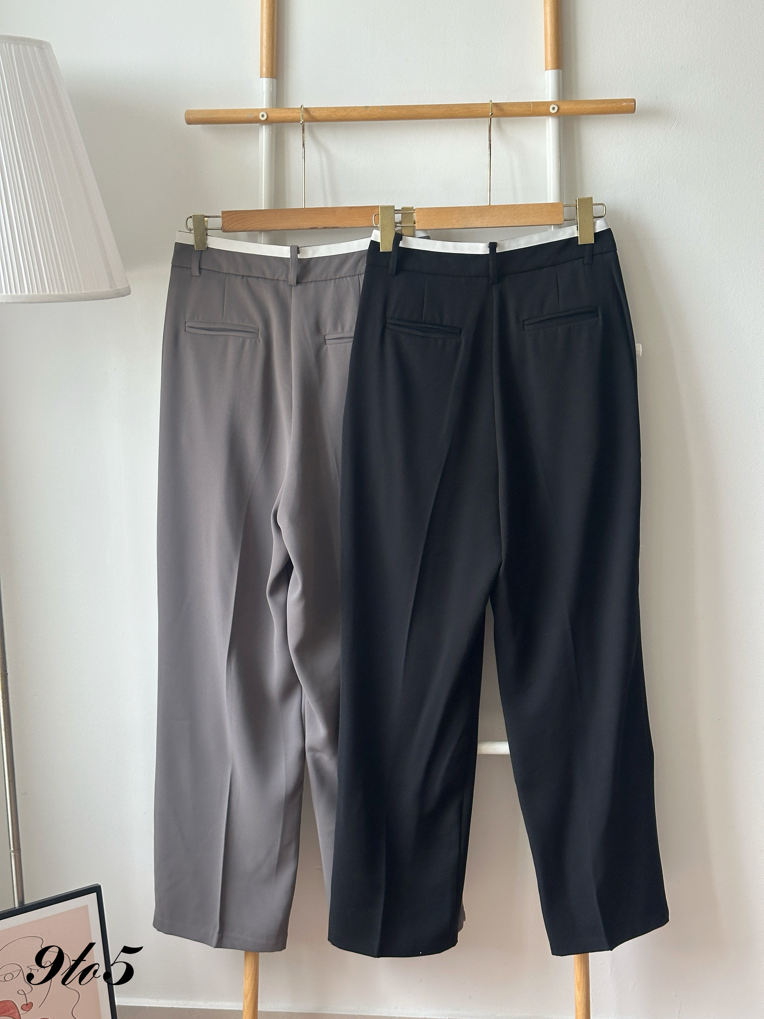 S1970 Long Straight Pants - Black & Grey