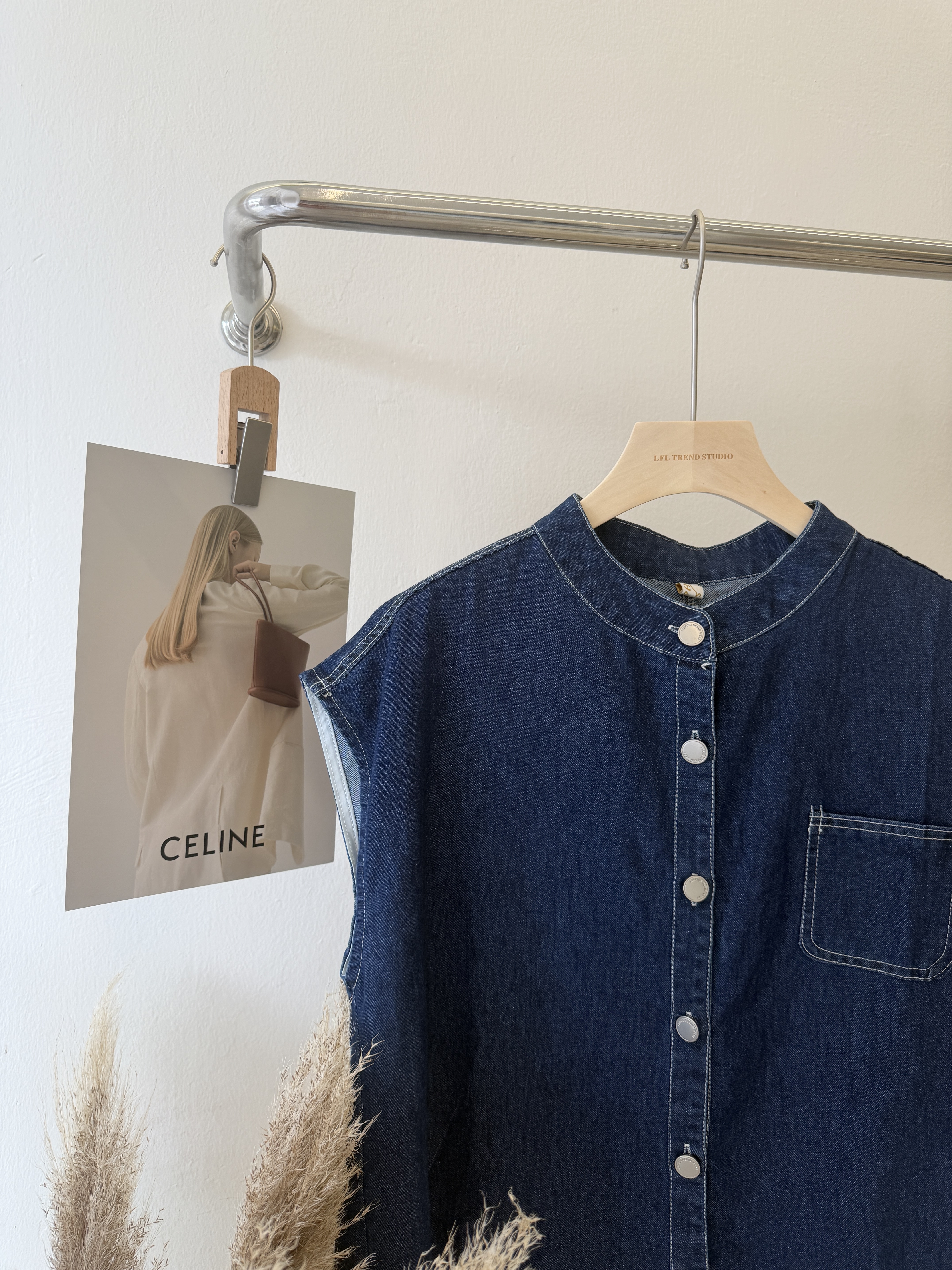 6516 复古无袖牛仔衬衫