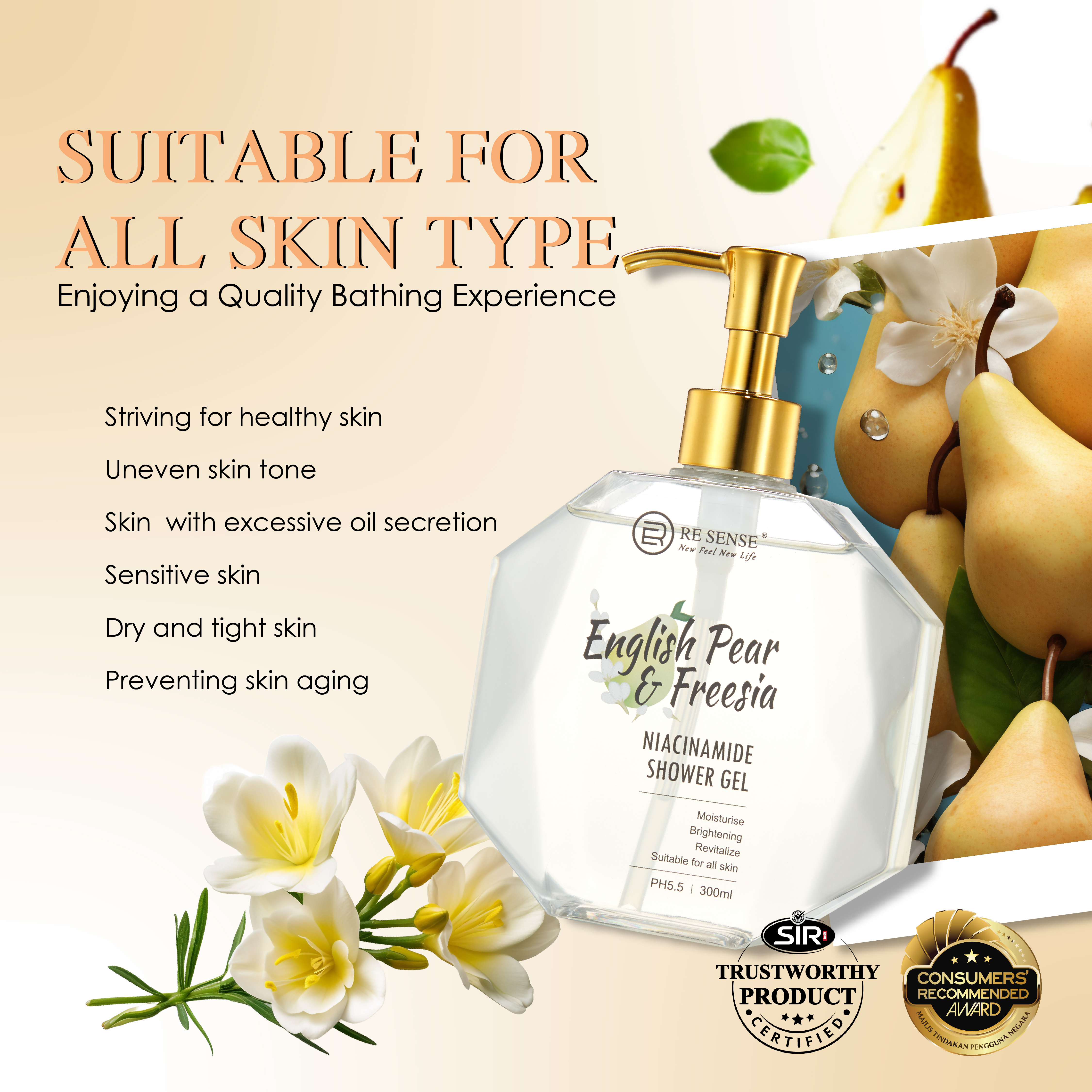 English Pear & Freesia Niacinamide Shower Gel (300ml)
