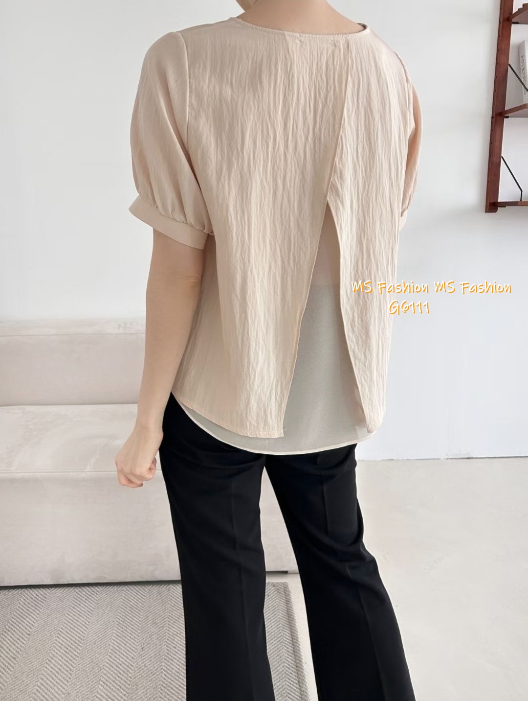 G6111 韓國🇰🇷特色皺皺拼布top