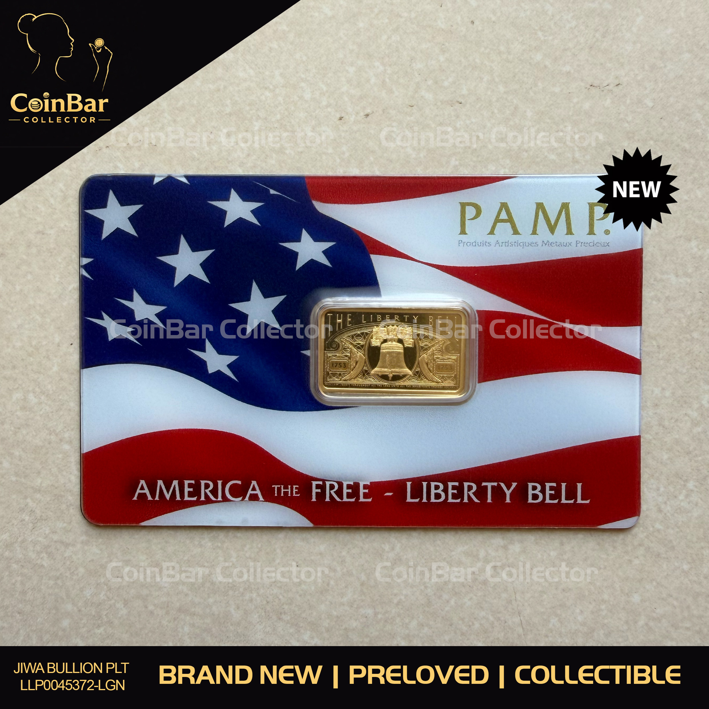 (SN2365) PAMP Liberty Bell 5g 🇨🇭Swiss Fine Gold Bar 999.9