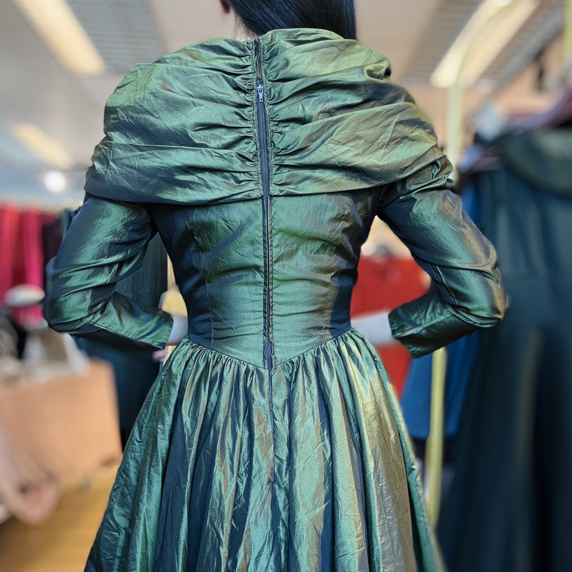 Rare! Vintage Olive Green 1980s does 1950s Cocktail Dress (MT2266)
