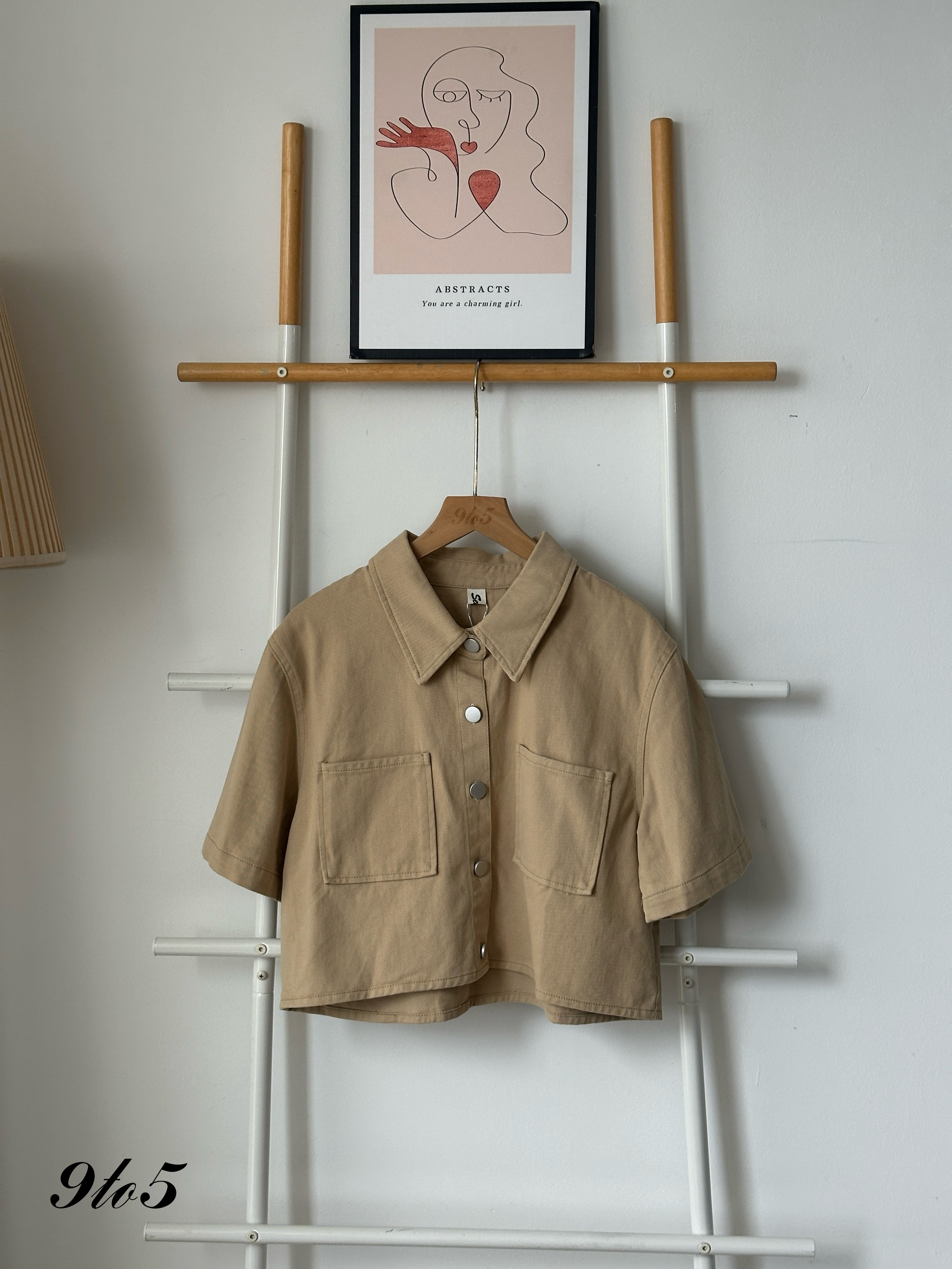 T4037 Denim Crop Jacket - Khaki