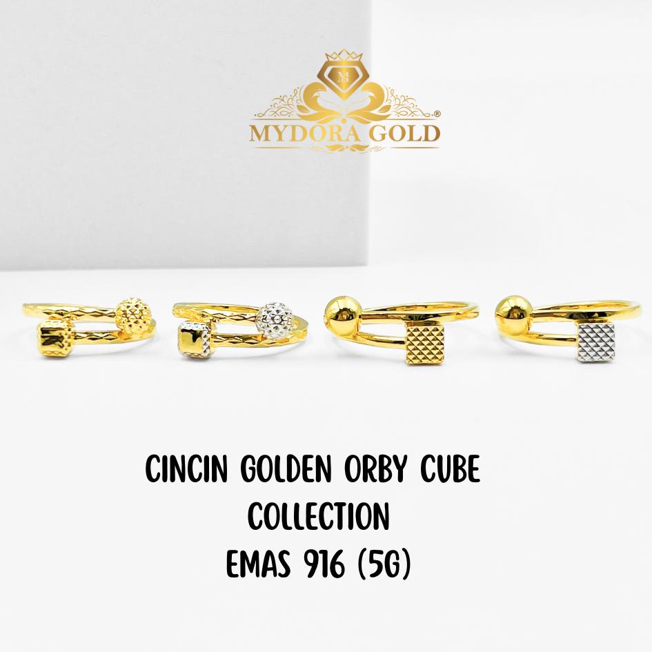 MYDORA Cincin Golden Orby Cube Collection (5G) l EMAS 916/22K