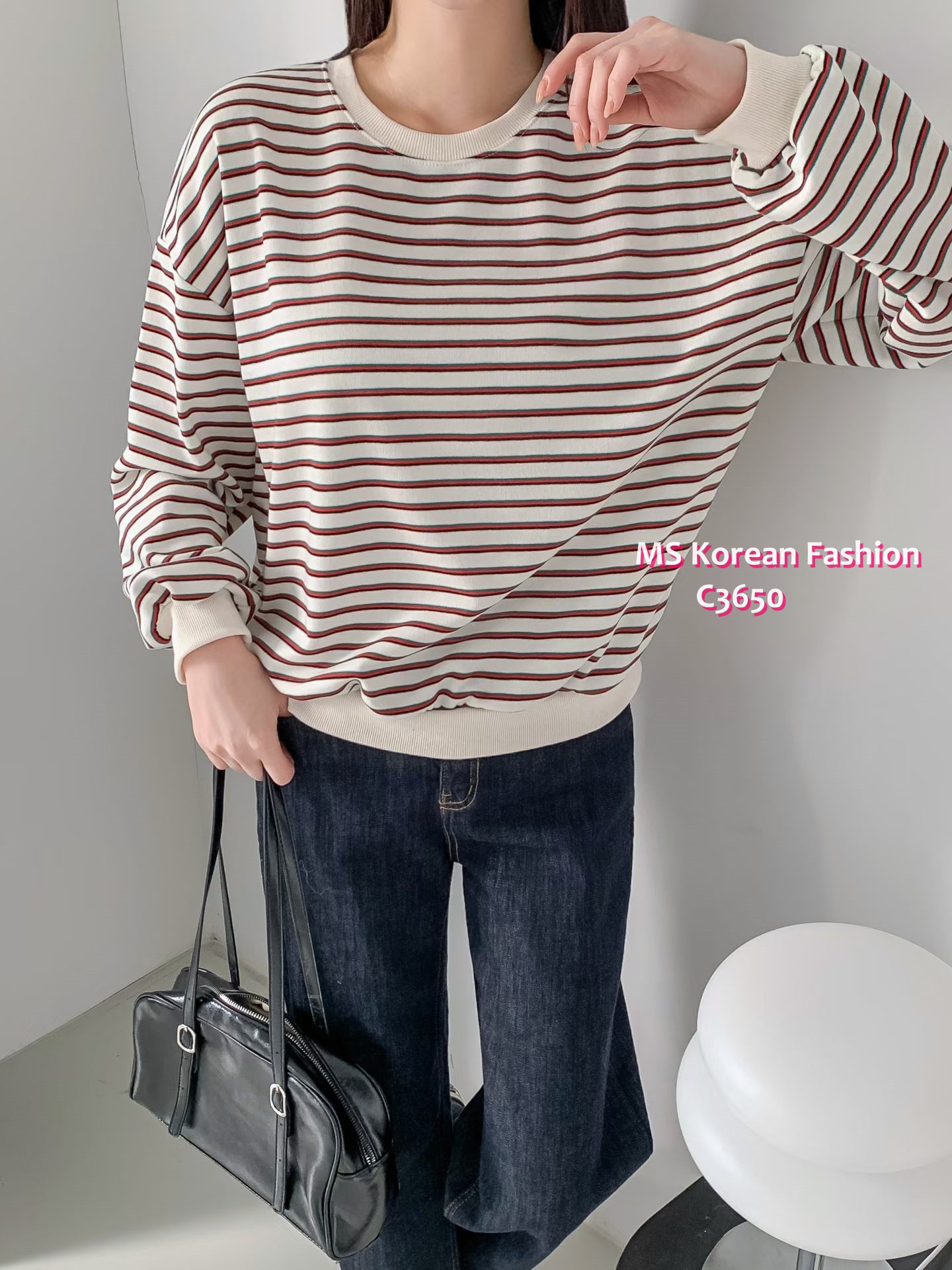 C3650 韓國🇰🇷靚色橫間top