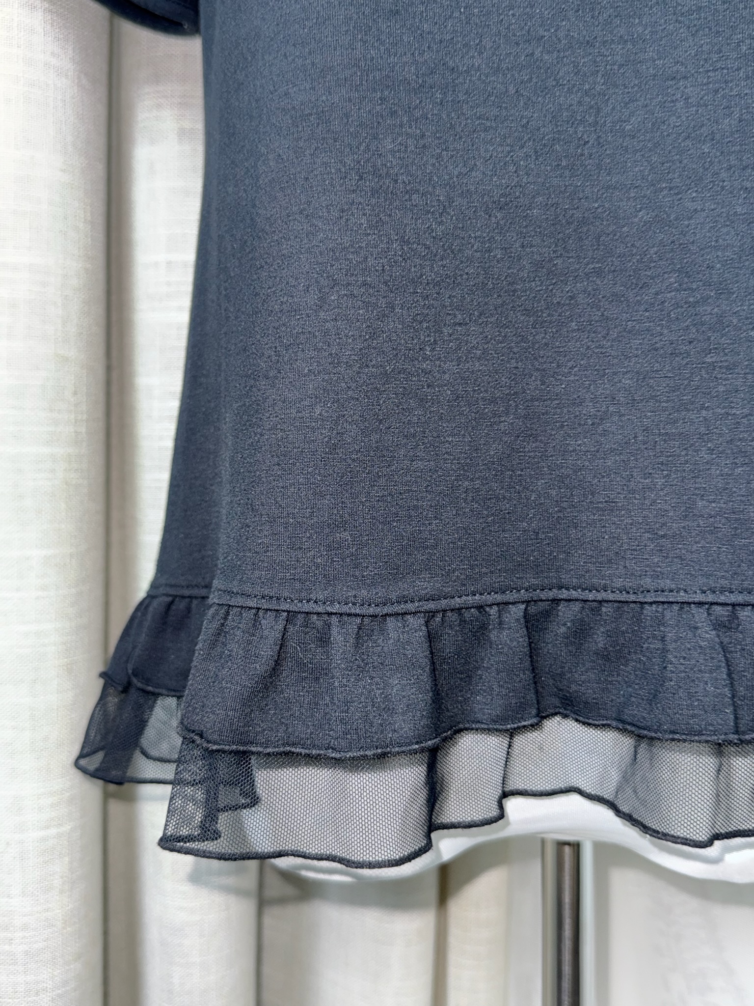 Elegant Pearl-Accented Ruffle Knit Top