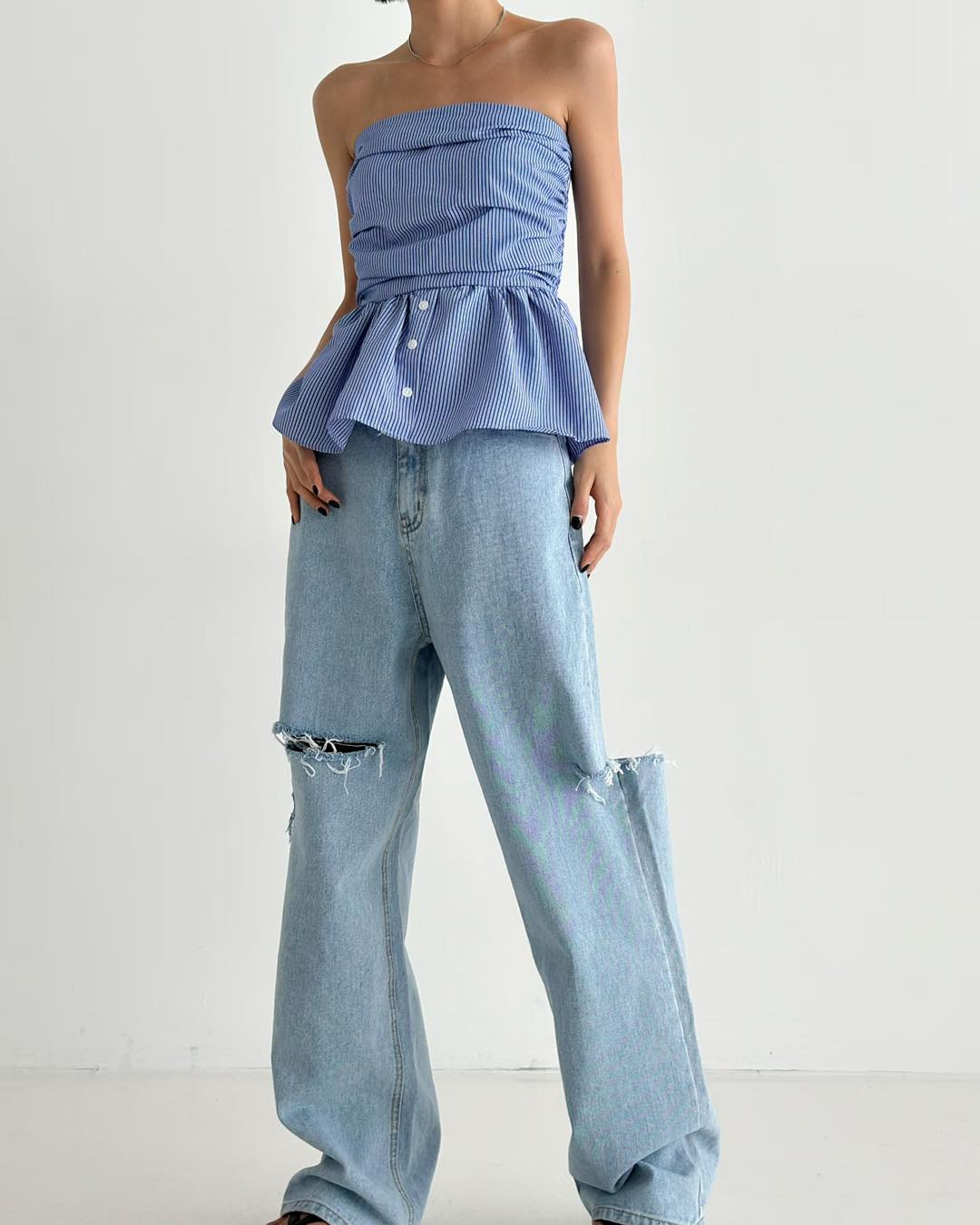 荷葉邊平口上衣