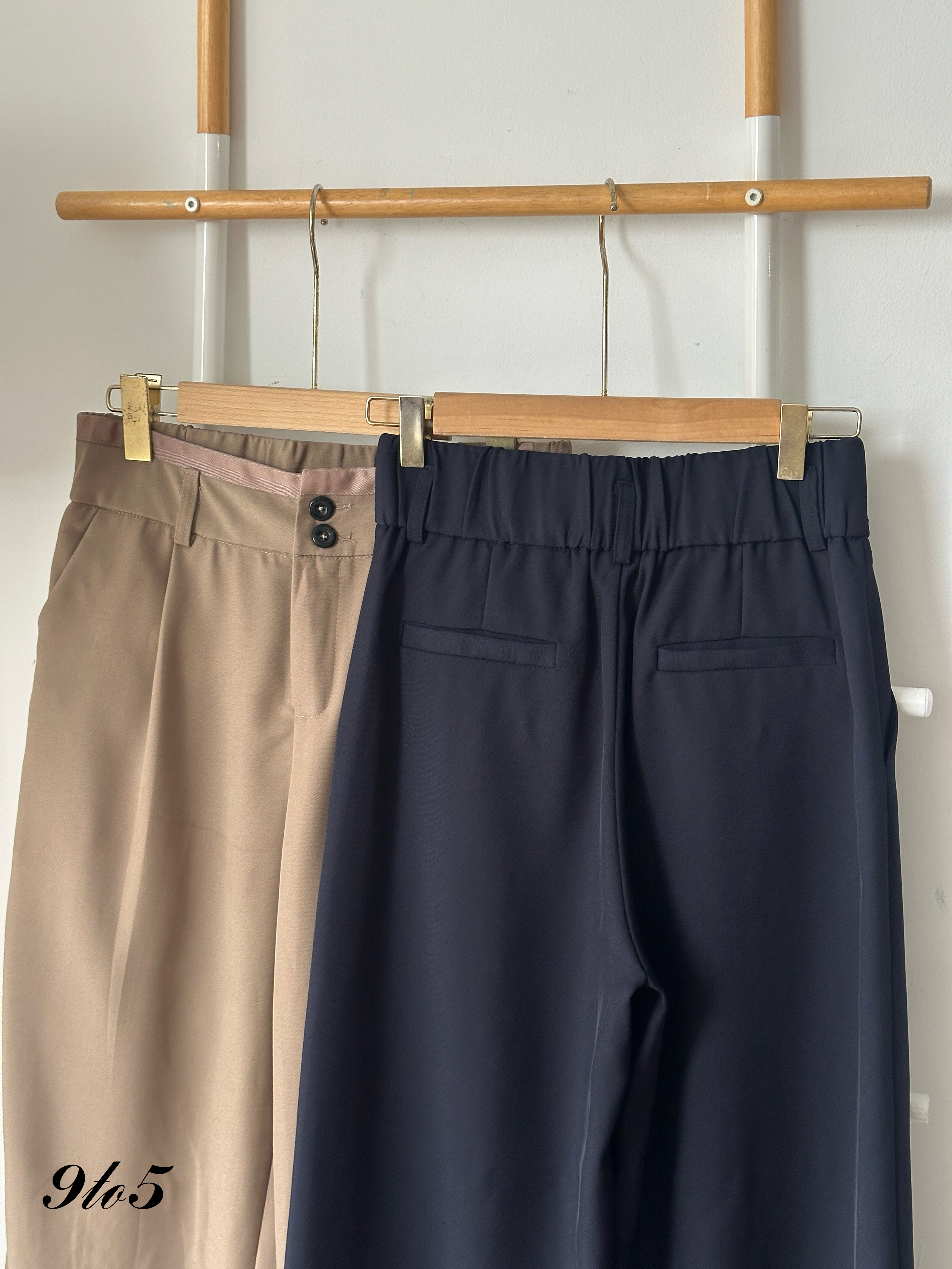 S1869 Wide Leg Long Pants - Blue & Brown