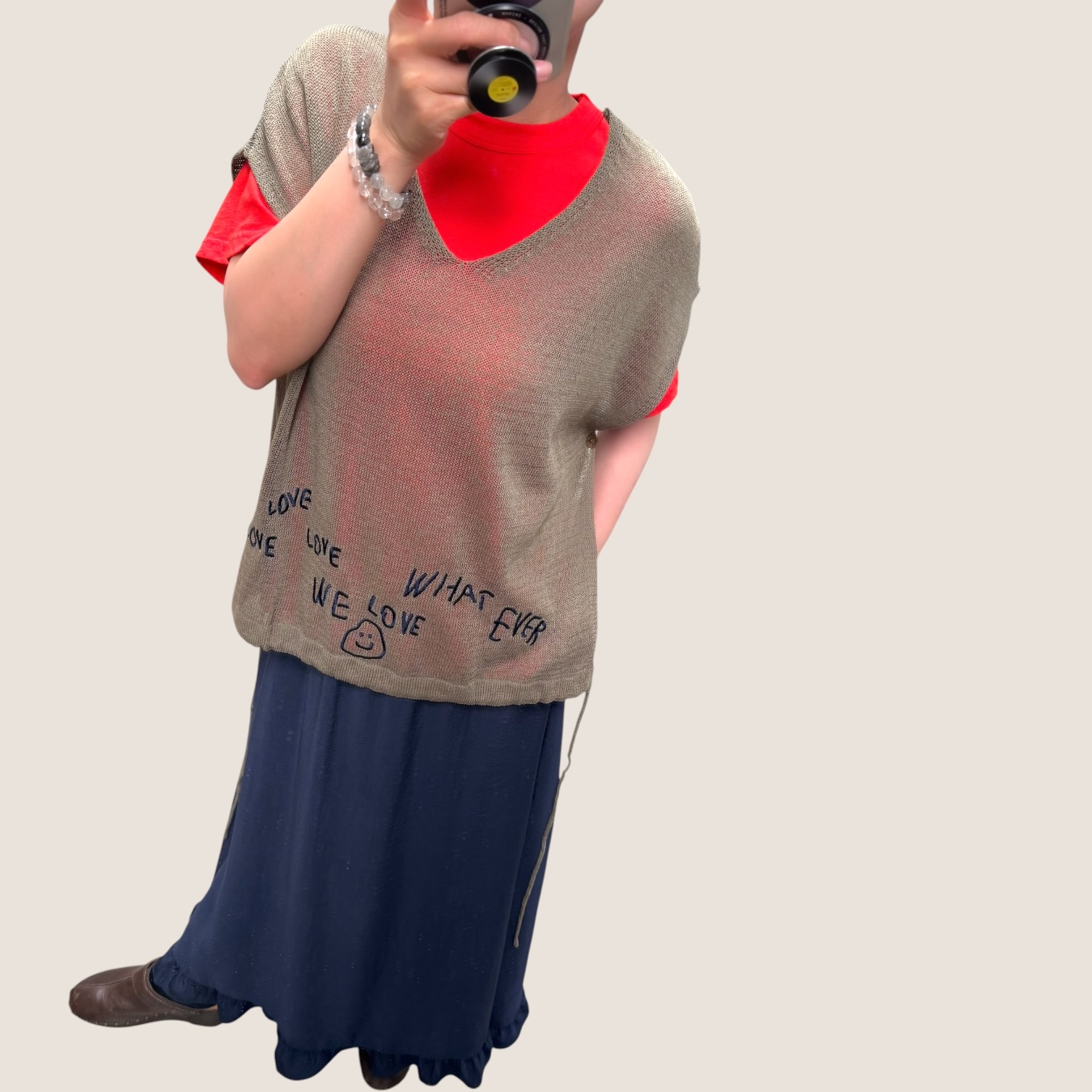 221447 V領哈哈笑線背心