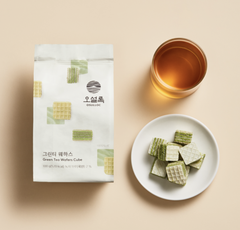 韓國直送 韓國 OSULLOC 香濃綠茶威化餅 100g/包｜Green Tea Wafers Cube