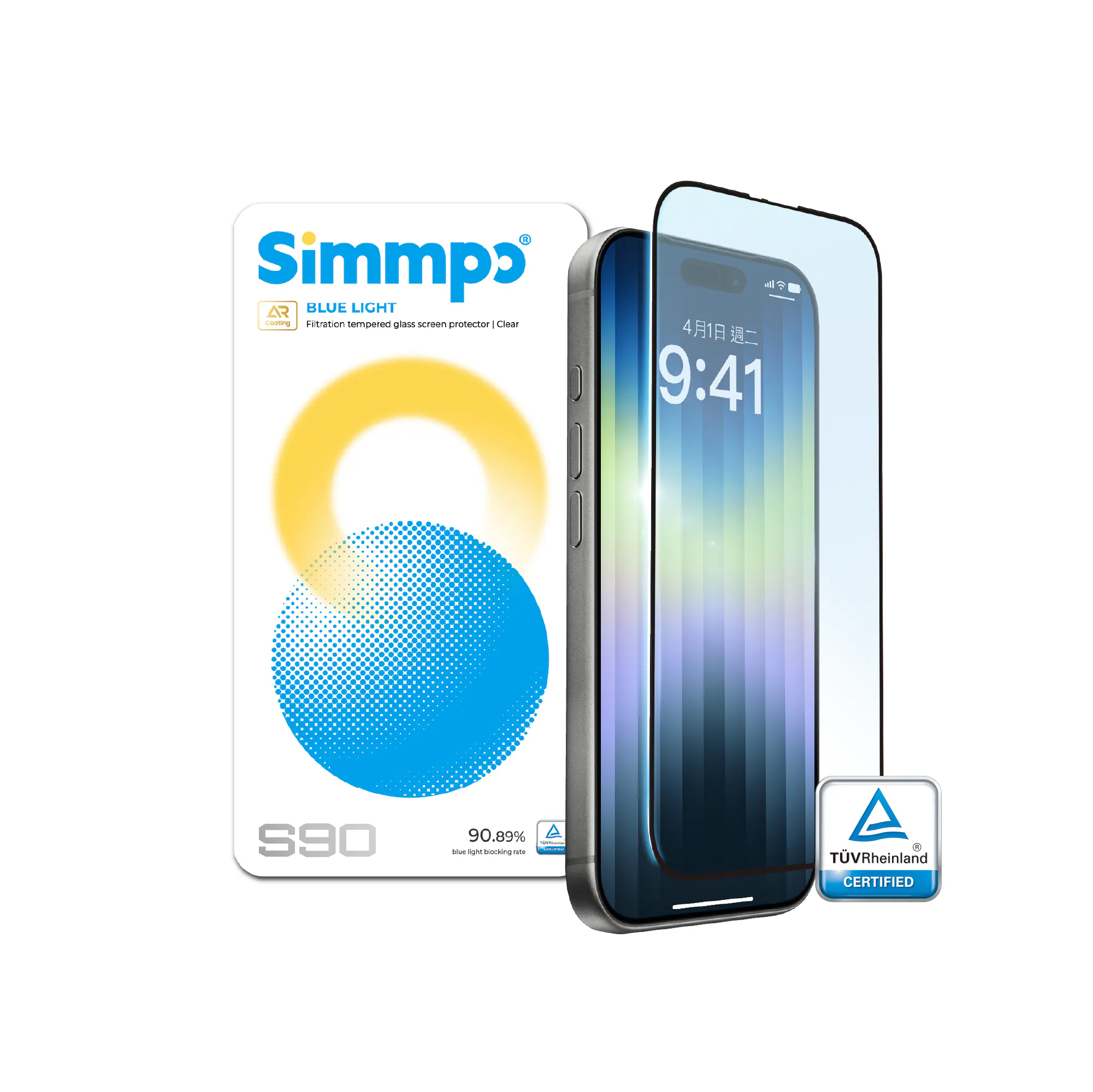 Simmpo S-90 AR透明抗藍光護眼保護貼 For iPhone18Pro 系列