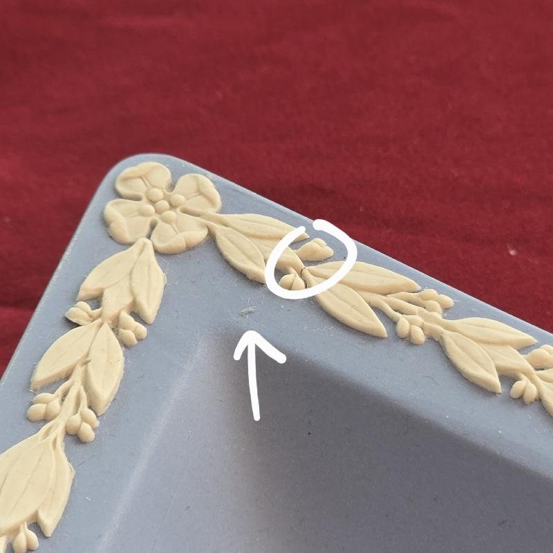 Vintage Wedgwood Blue Jasper Trinket Dish - Diamond (MT2464/MT2465)