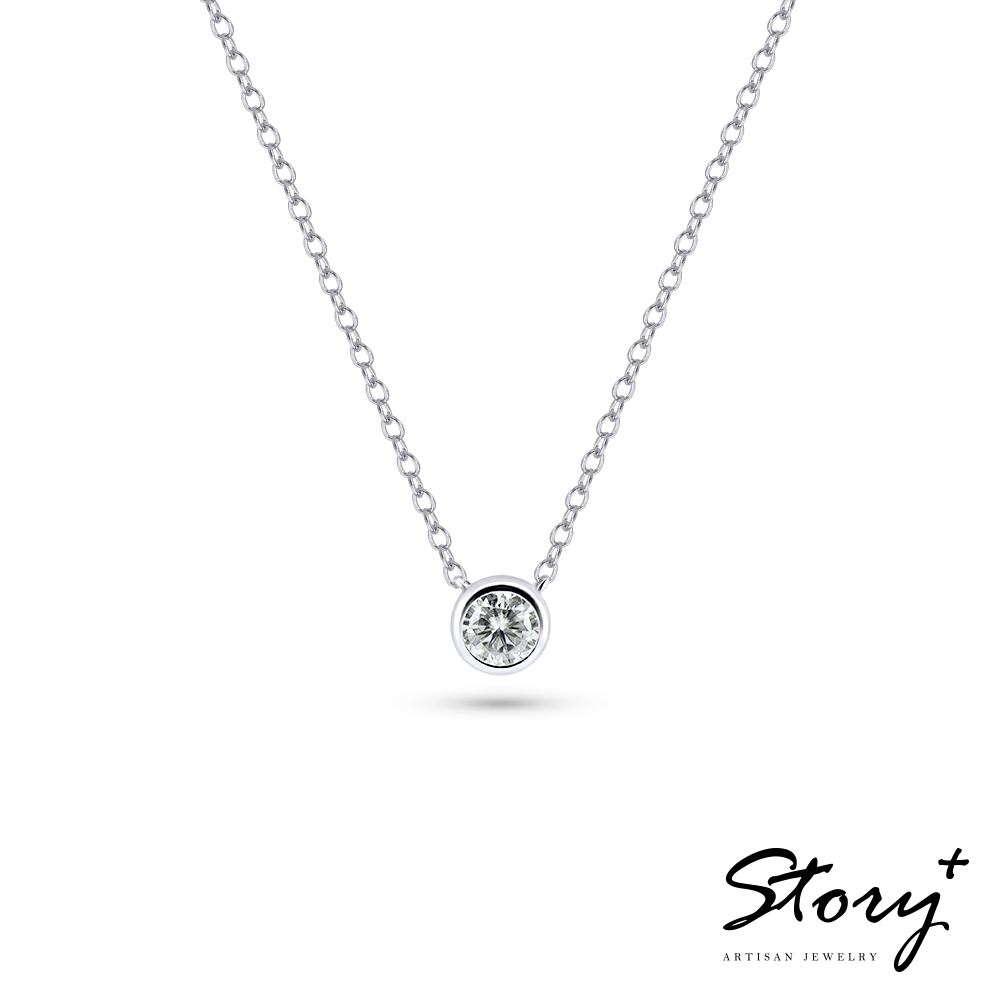 📦訂購 台灣限定 STORY 故事銀飾 簡愛單鑽莫桑石純銀頸鏈