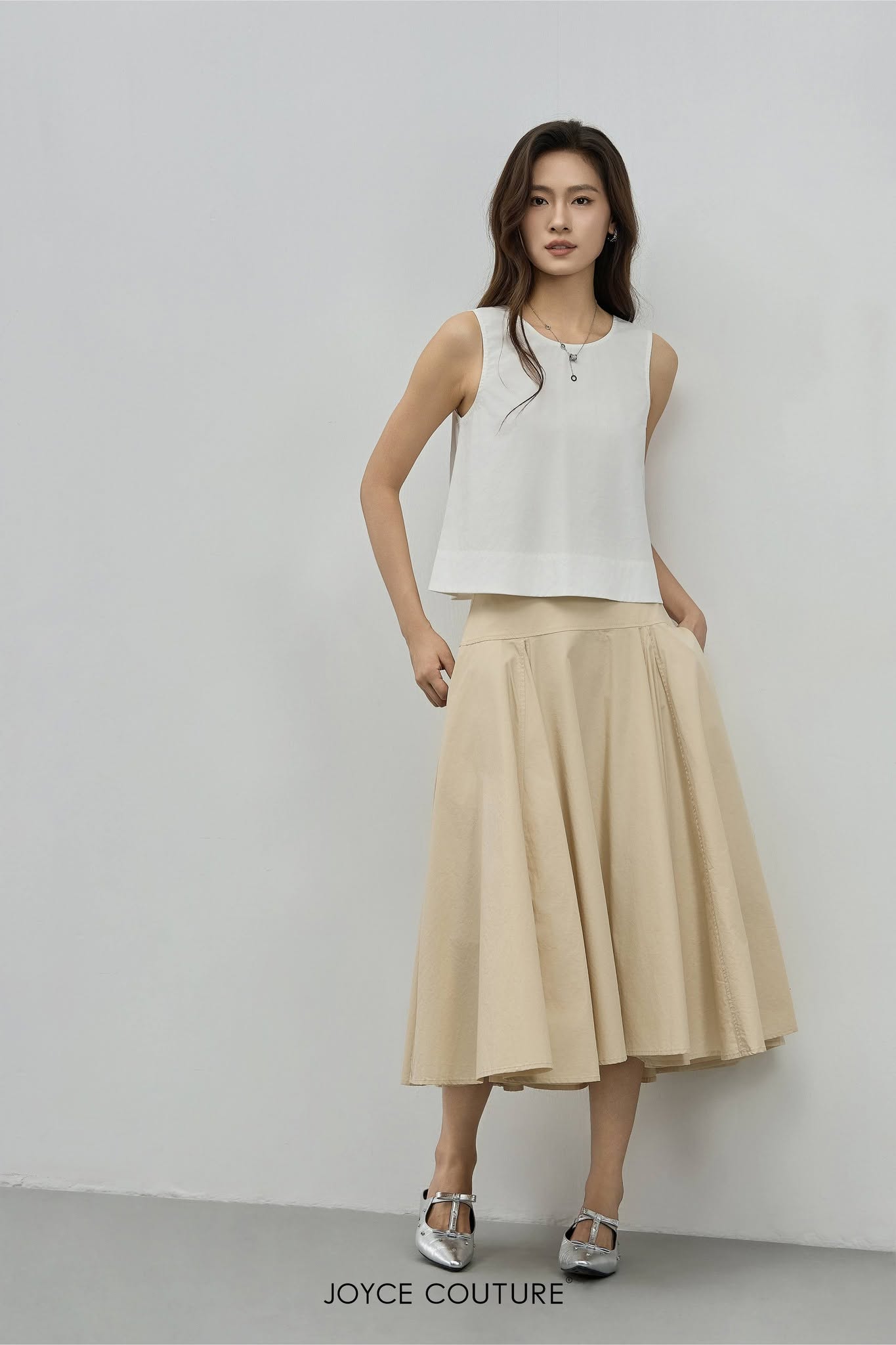 拼接片中长半裙 S0075