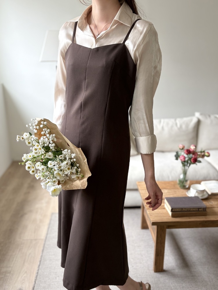 Contour Slip Dress (Brown)